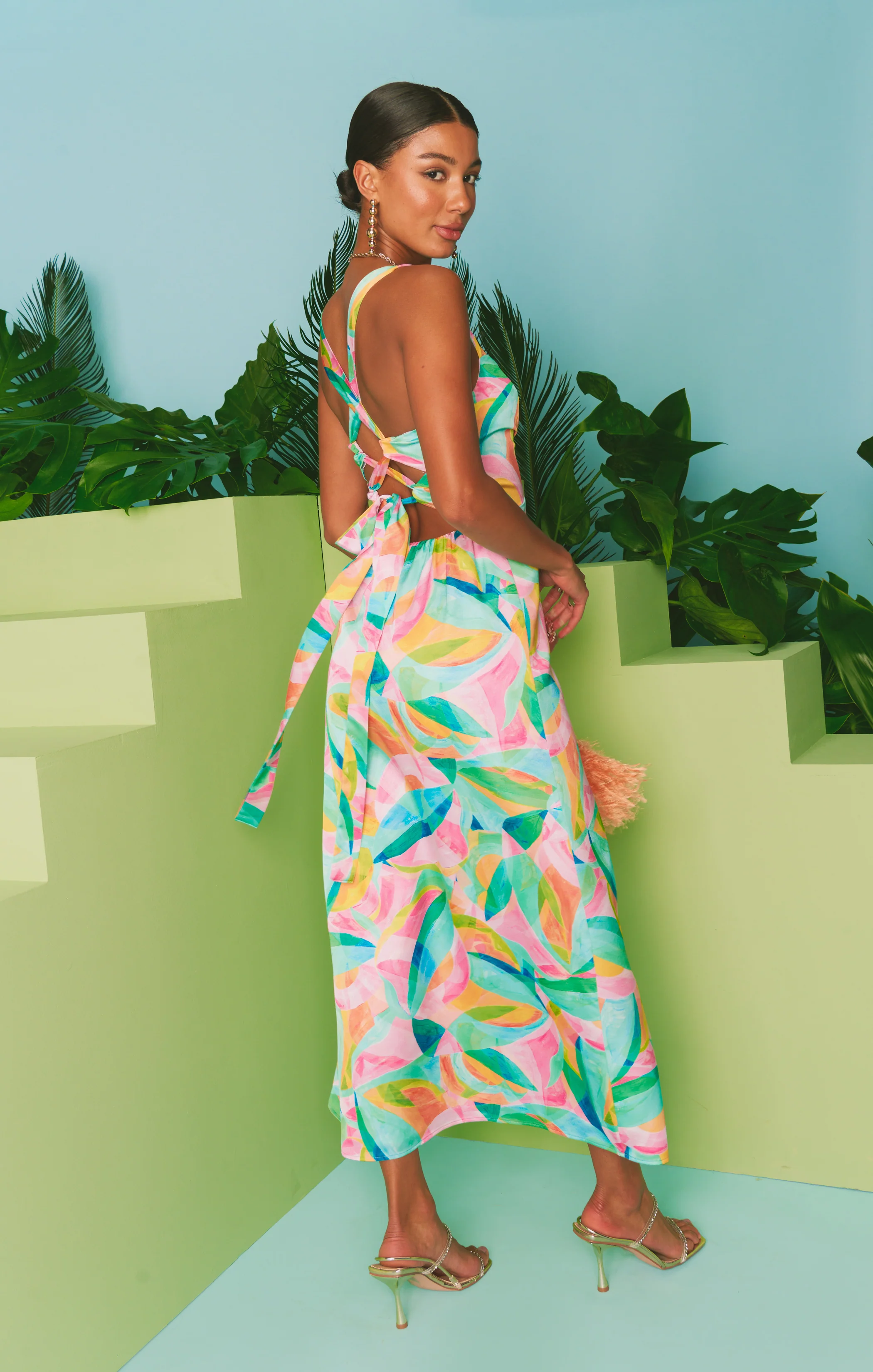 Mina Midi Dress ~ Tropicana Burst Luxe Satin - Image 5