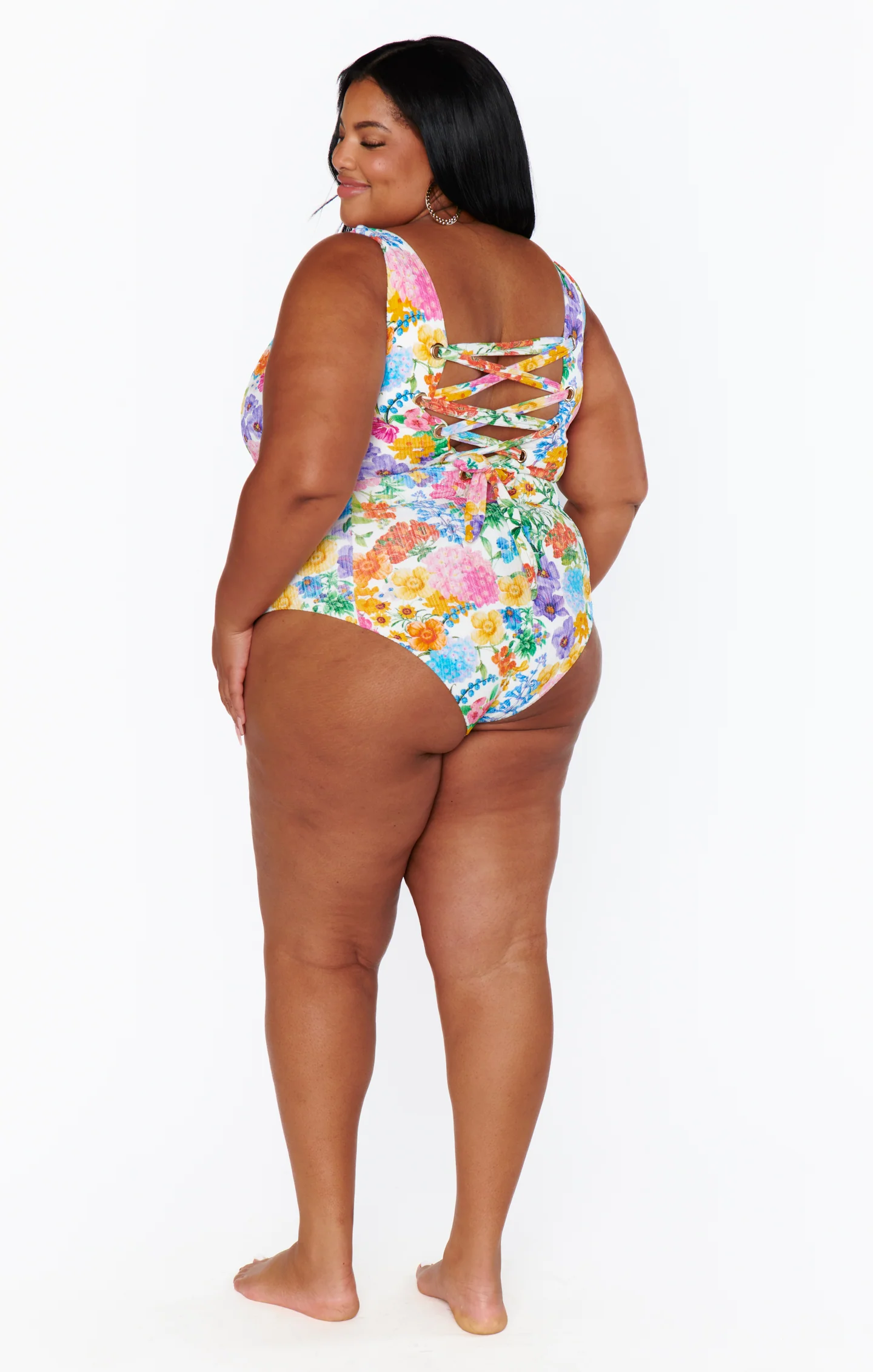 Miramar Beach One Piece ~ Ivory Botanical Rib Scrunch - Image 8