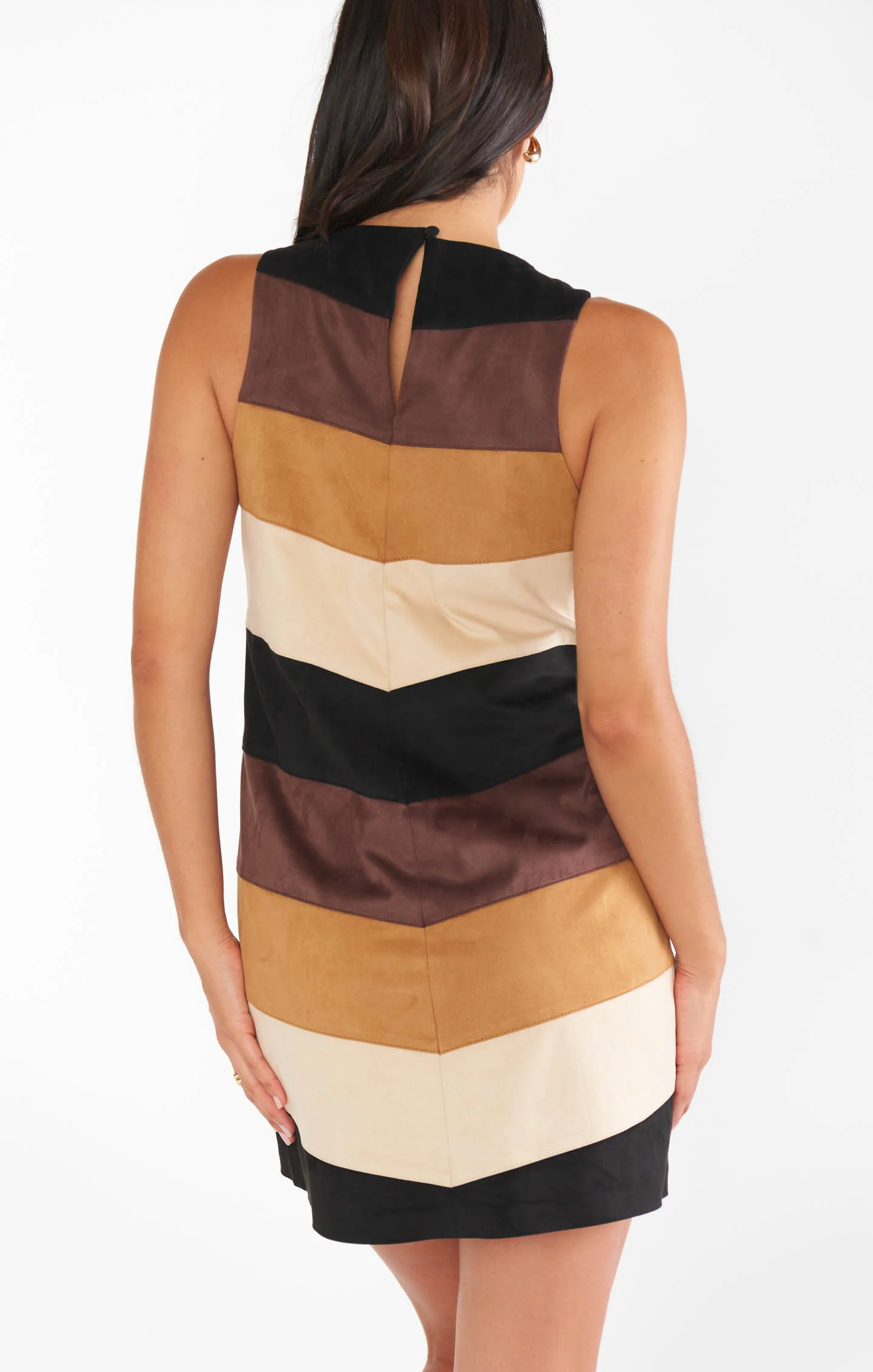 Mod Mini Dress ~ Faux Suede Chevron - Image 6
