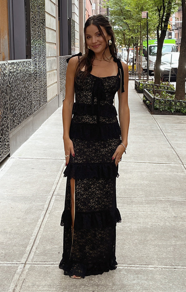 Monique Tie Maxi Dress ~ Black Lovely Lace - Image 7