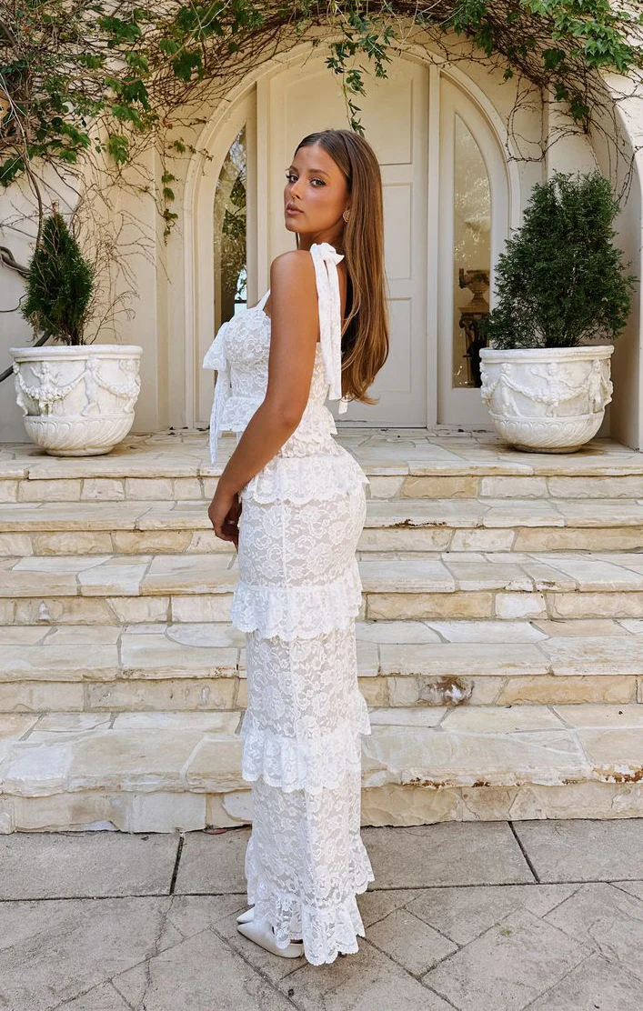 Monique Tie Maxi Dress ~ White Forever Lace - Image 8