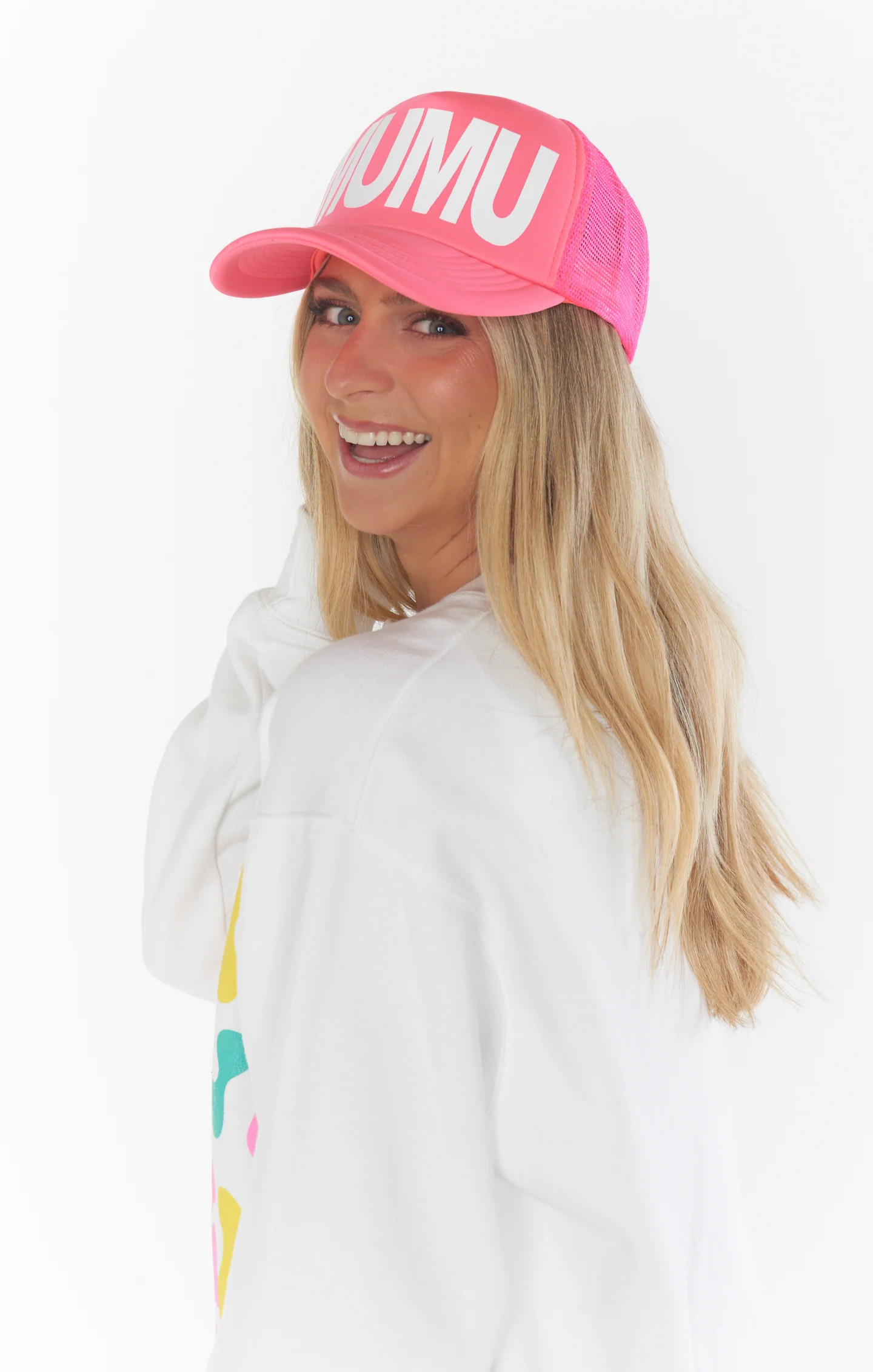 MUMU Trucker Hat ~ Neon Pink - Image 3