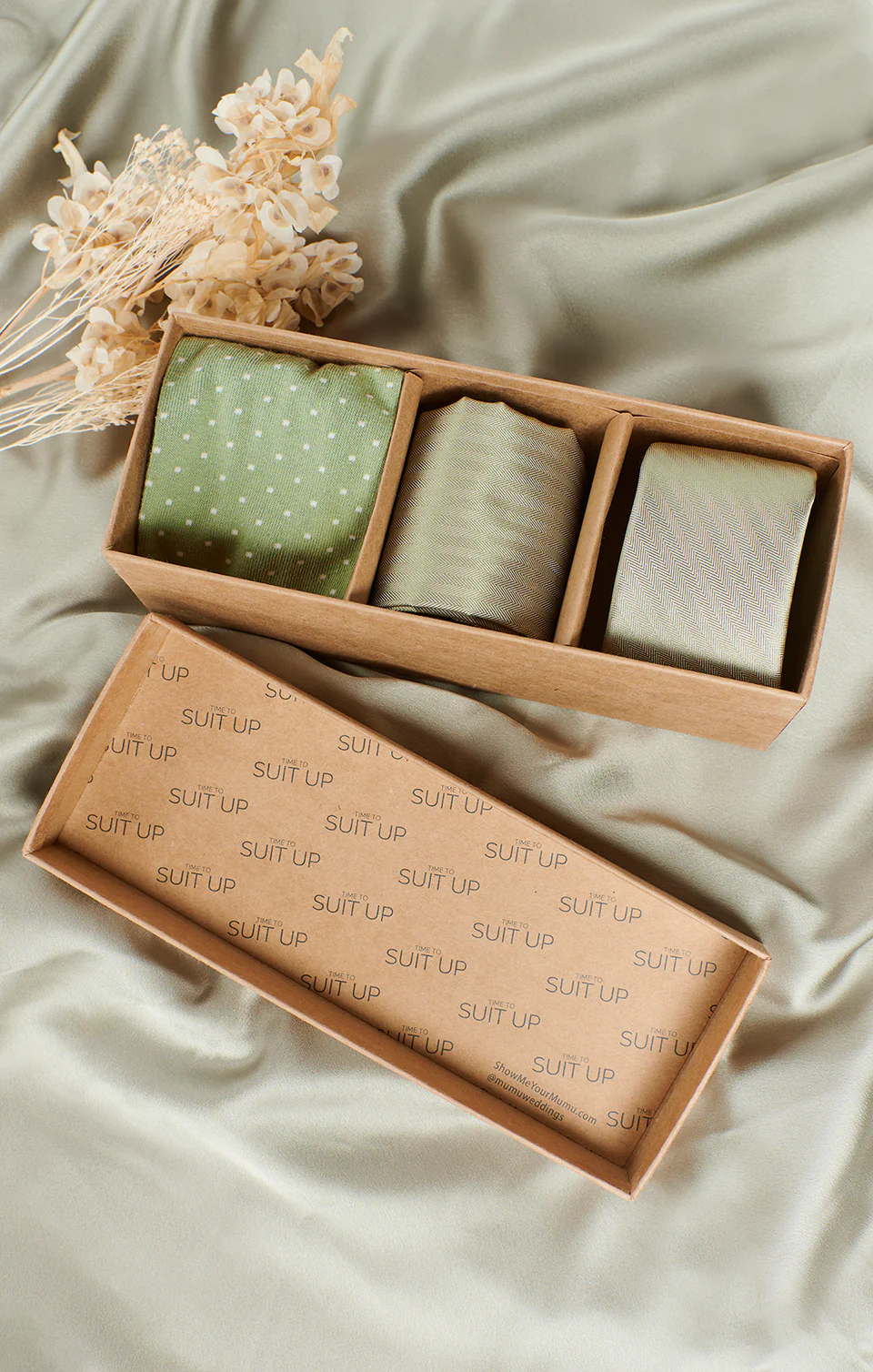Mumu Weddings x Tie Bar Gift Box ~ Moss Green Solid - Image 3
