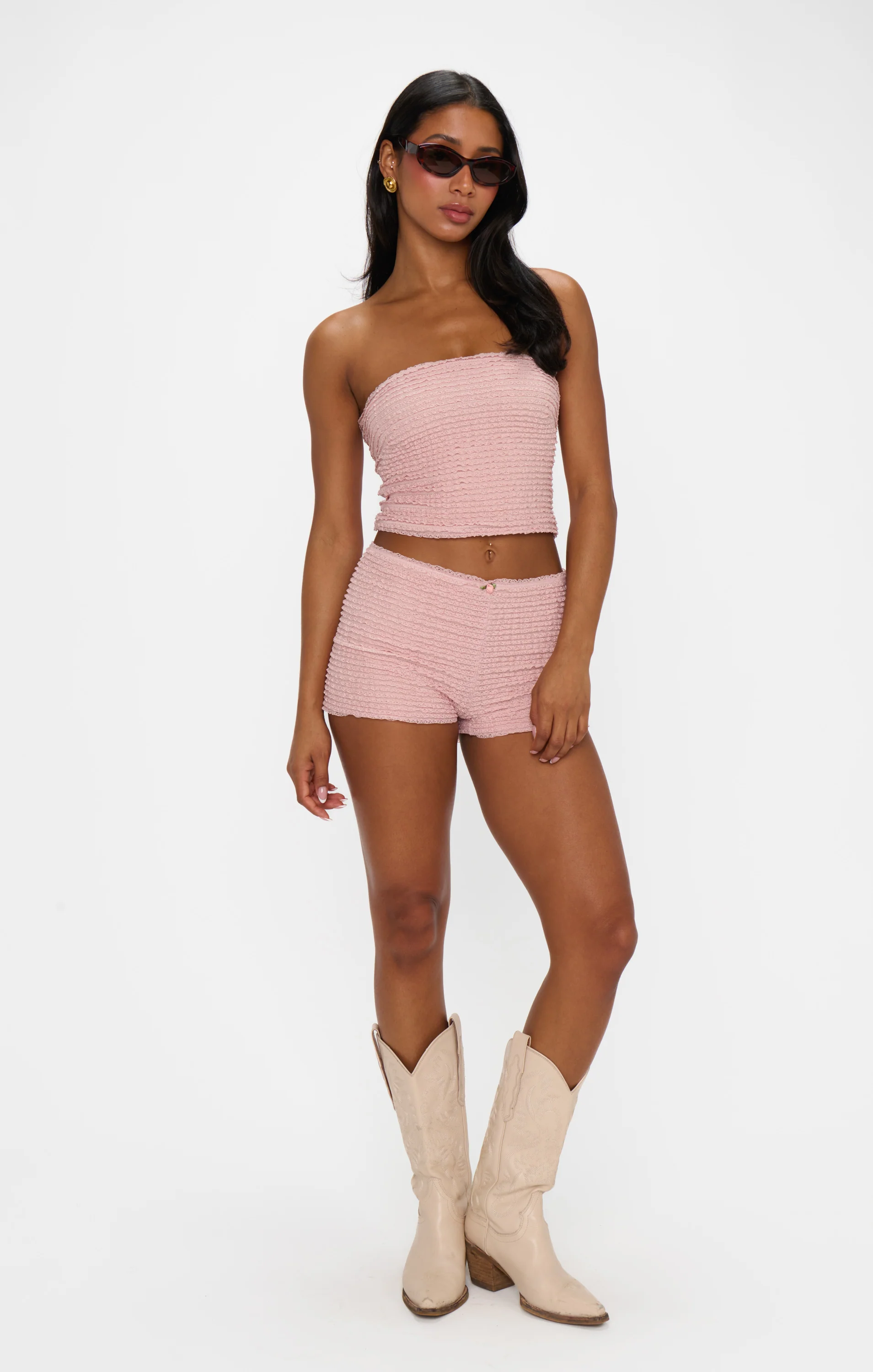 Nicki Tube Top ~ Pink Ruffle Lace - Image 2