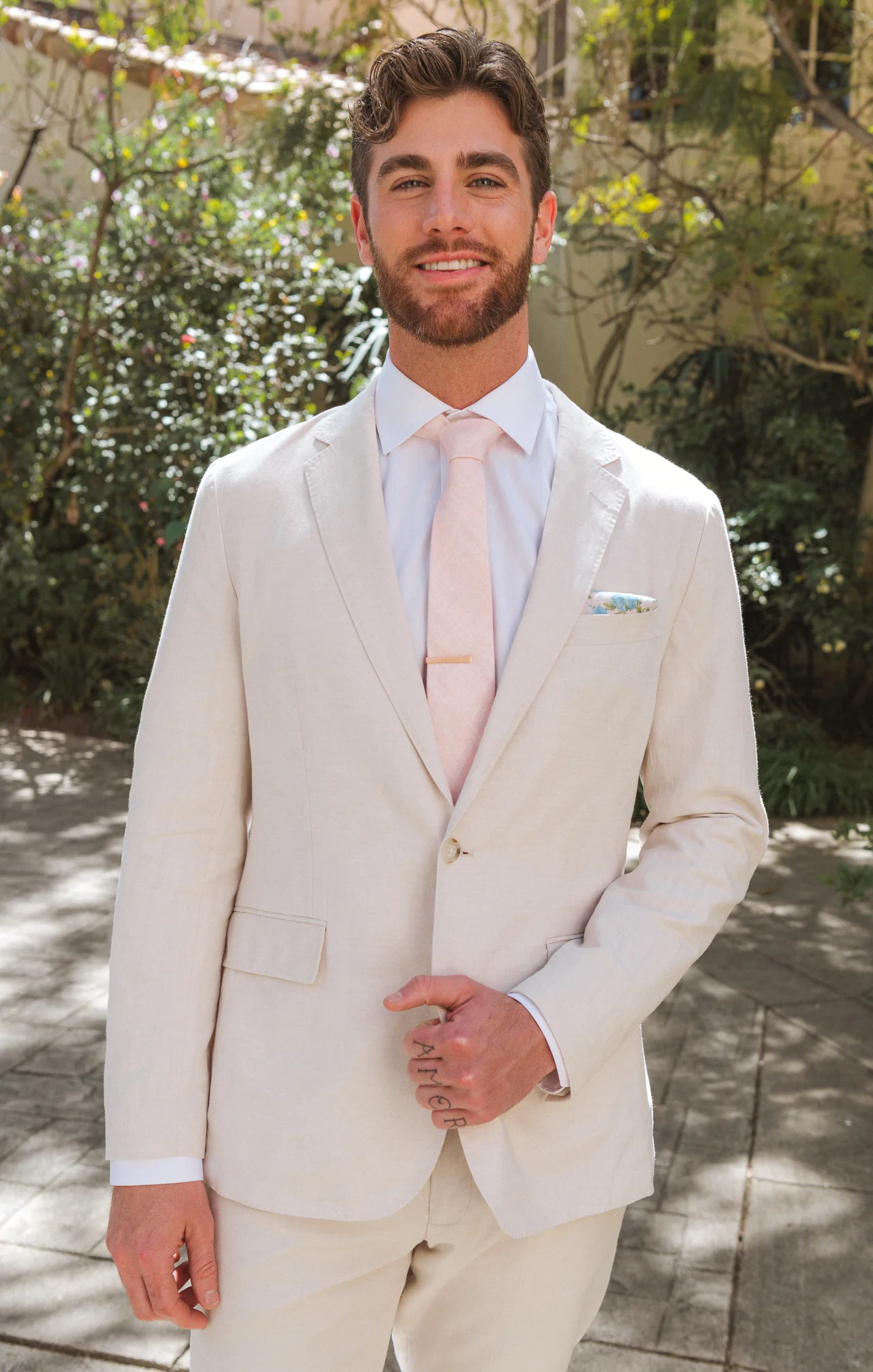 Nico Neck Tie ~ Dusty Blush Linen - Image 3