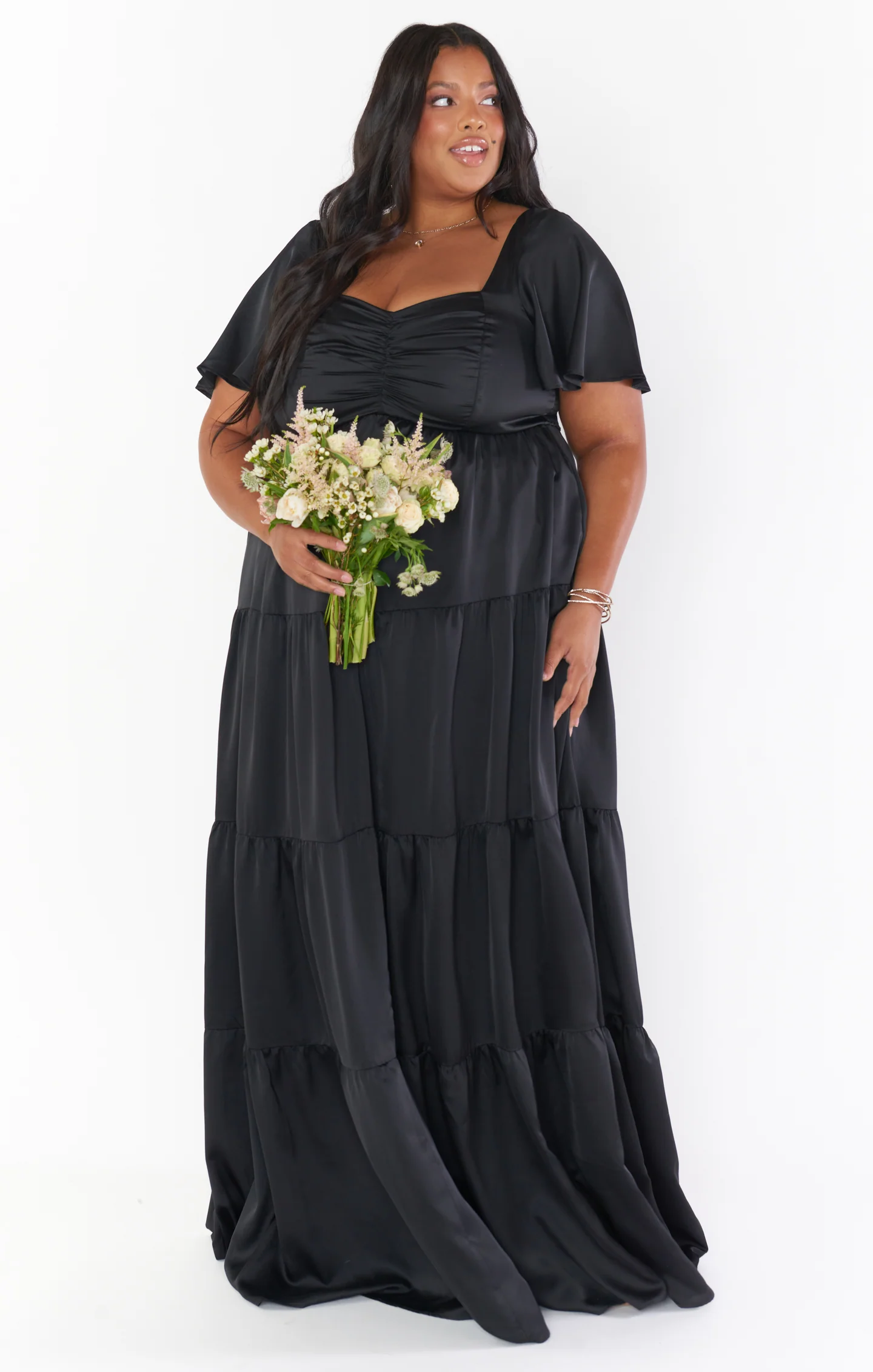 Nicole Maxi Dress ~ Black Luxe Satin - Image 12