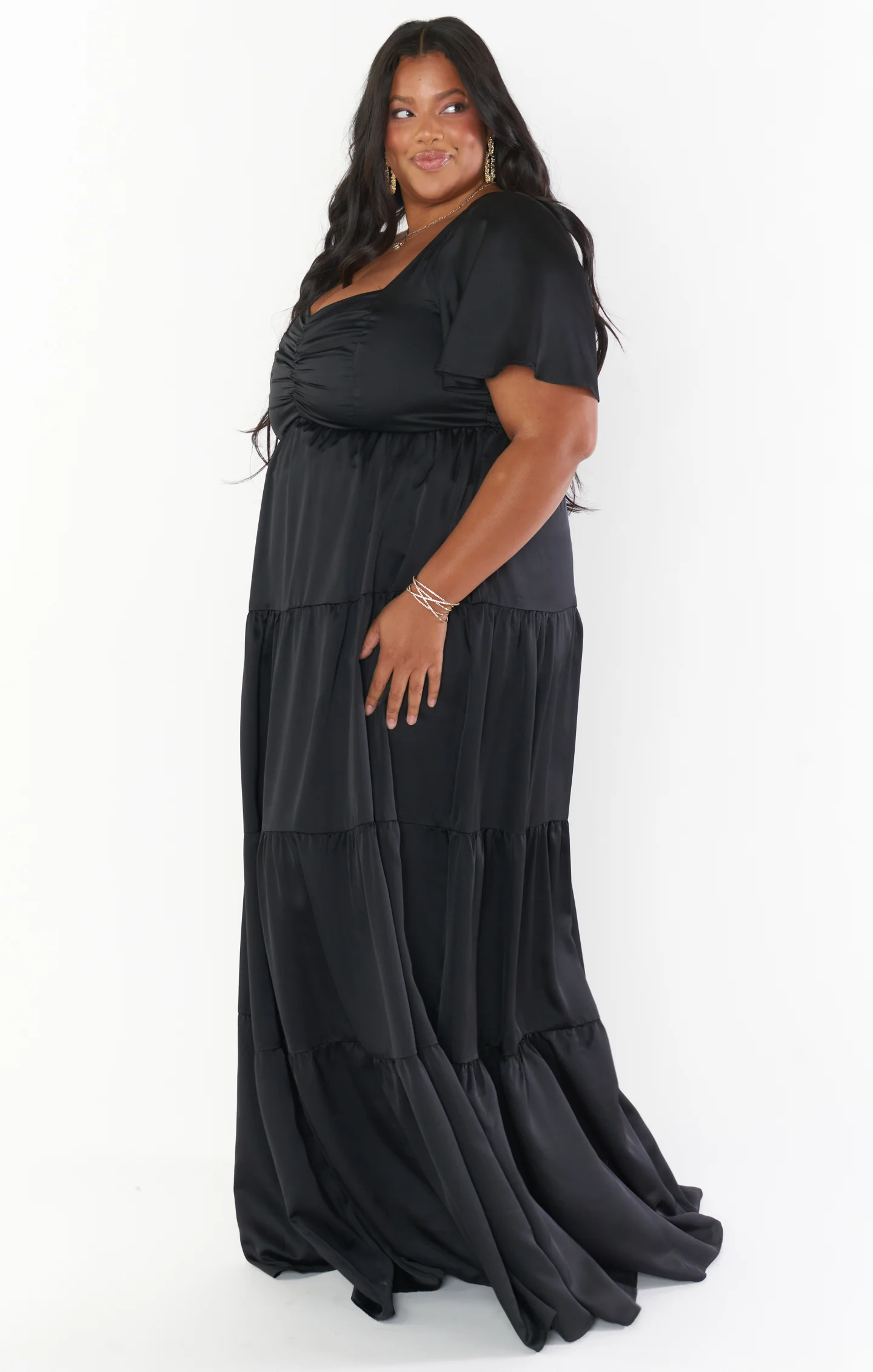 Nicole Maxi Dress ~ Black Luxe Satin - Image 3