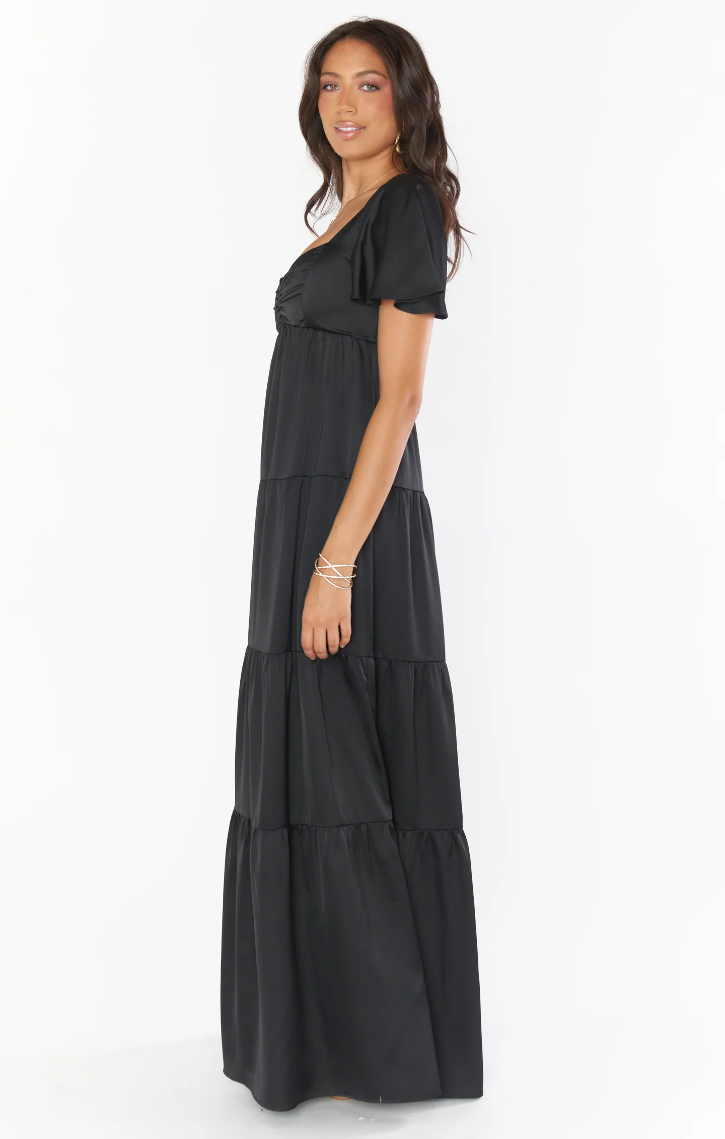 Nicole Maxi Dress ~ Black Luxe Satin - Image 4