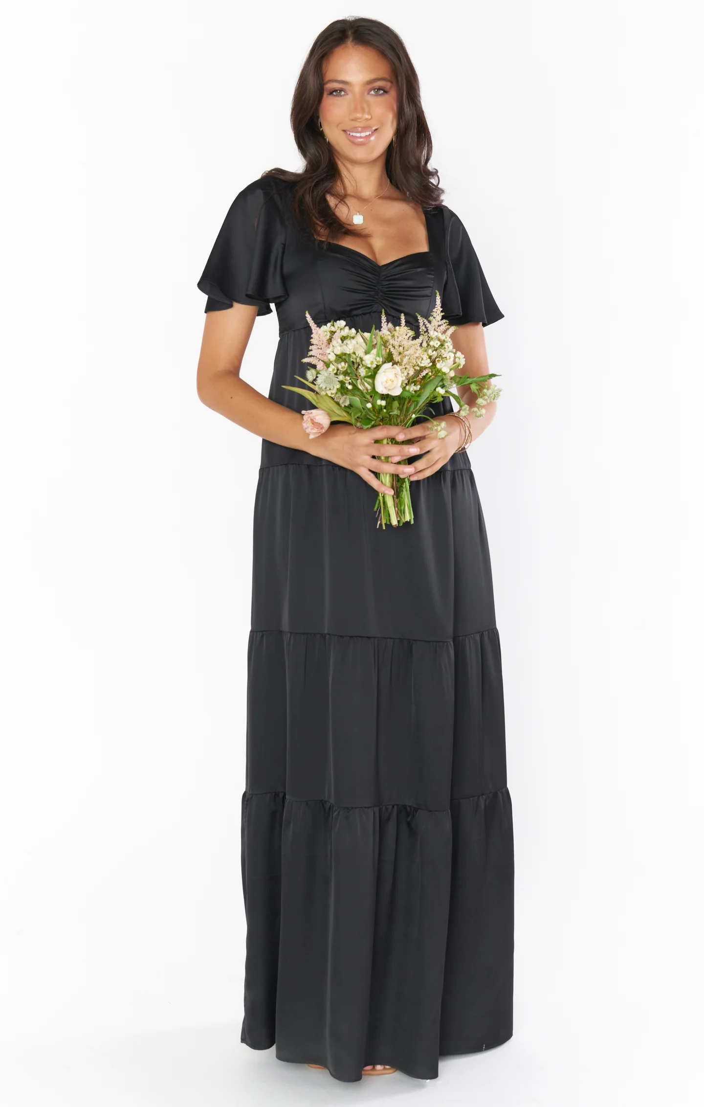 Nicole Maxi Dress ~ Black Luxe Satin - Image 8