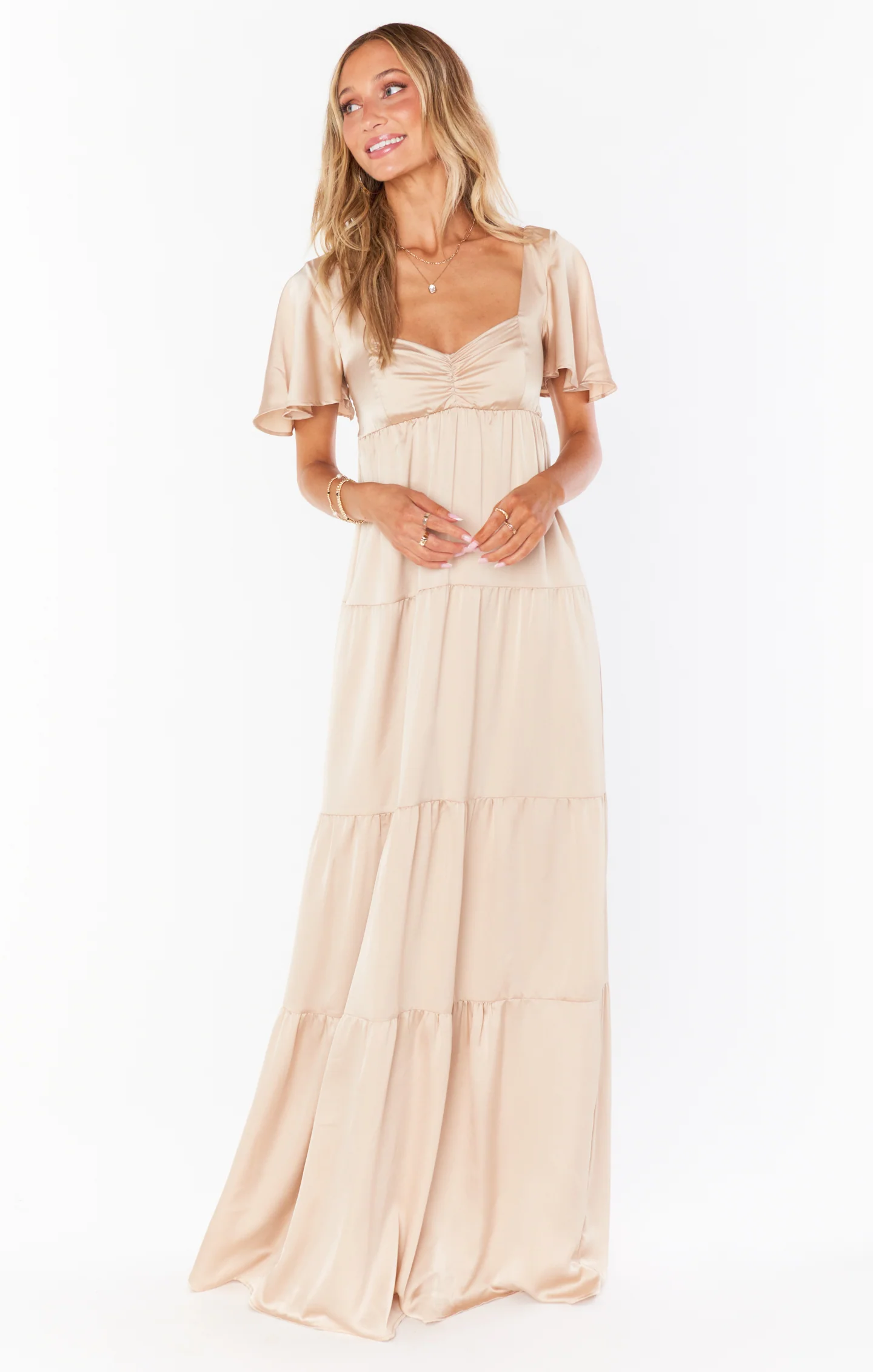Nicole Maxi Dress ~ Champagne Luxe Satin - Image 2