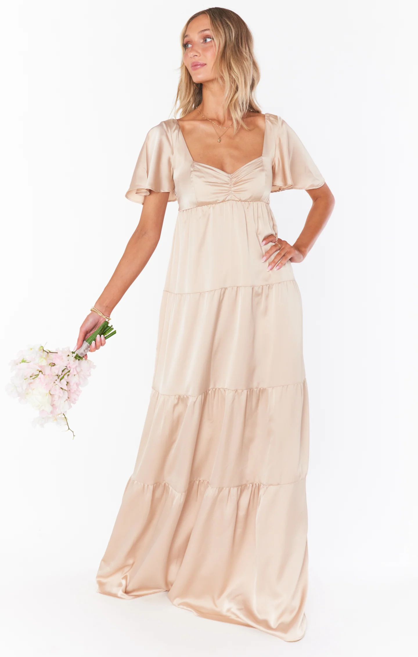 Nicole Maxi Dress ~ Champagne Luxe Satin - Image 9