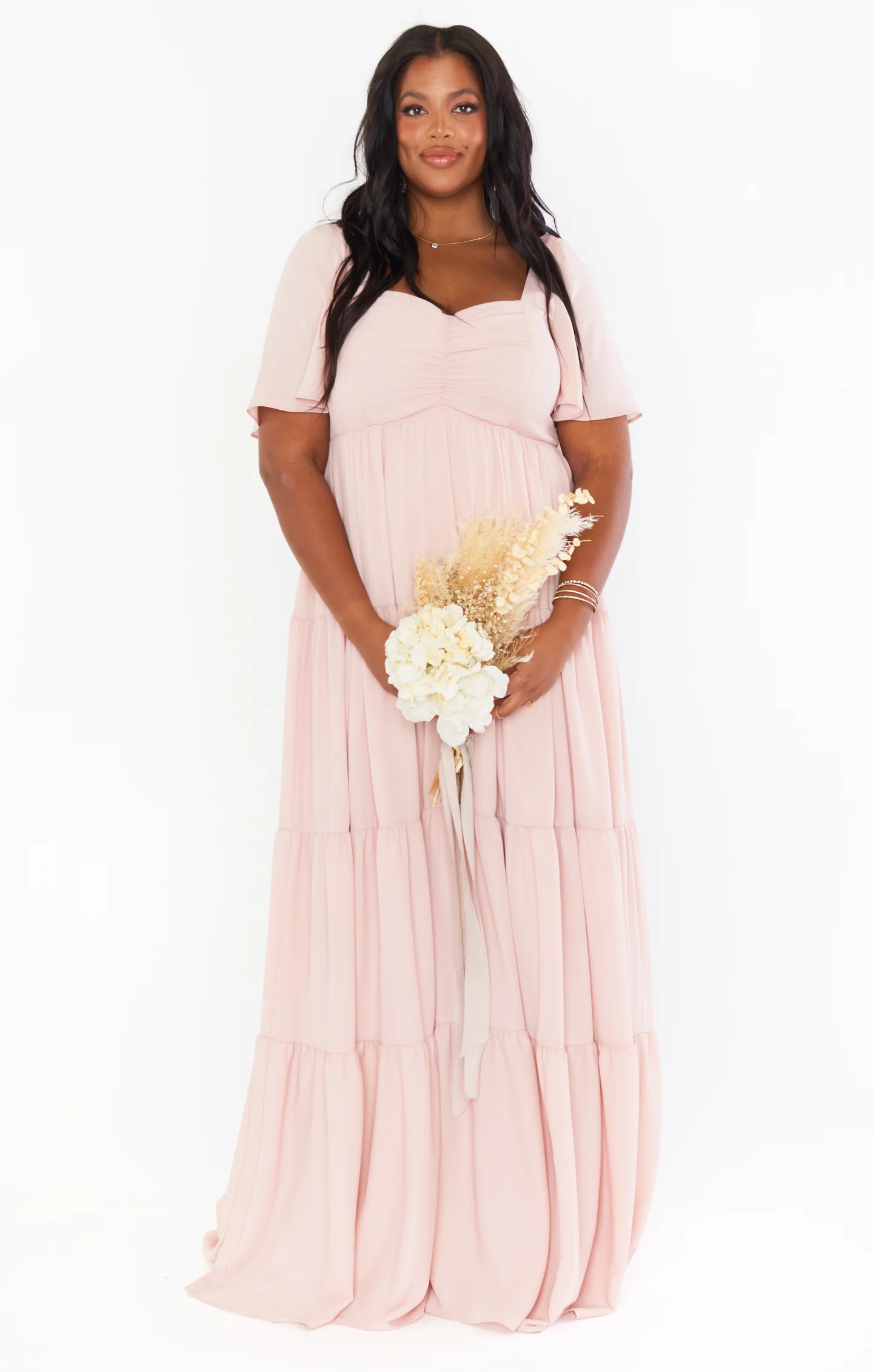 Nicole Maxi Dress ~ Dusty Blush Crisp - Image 12