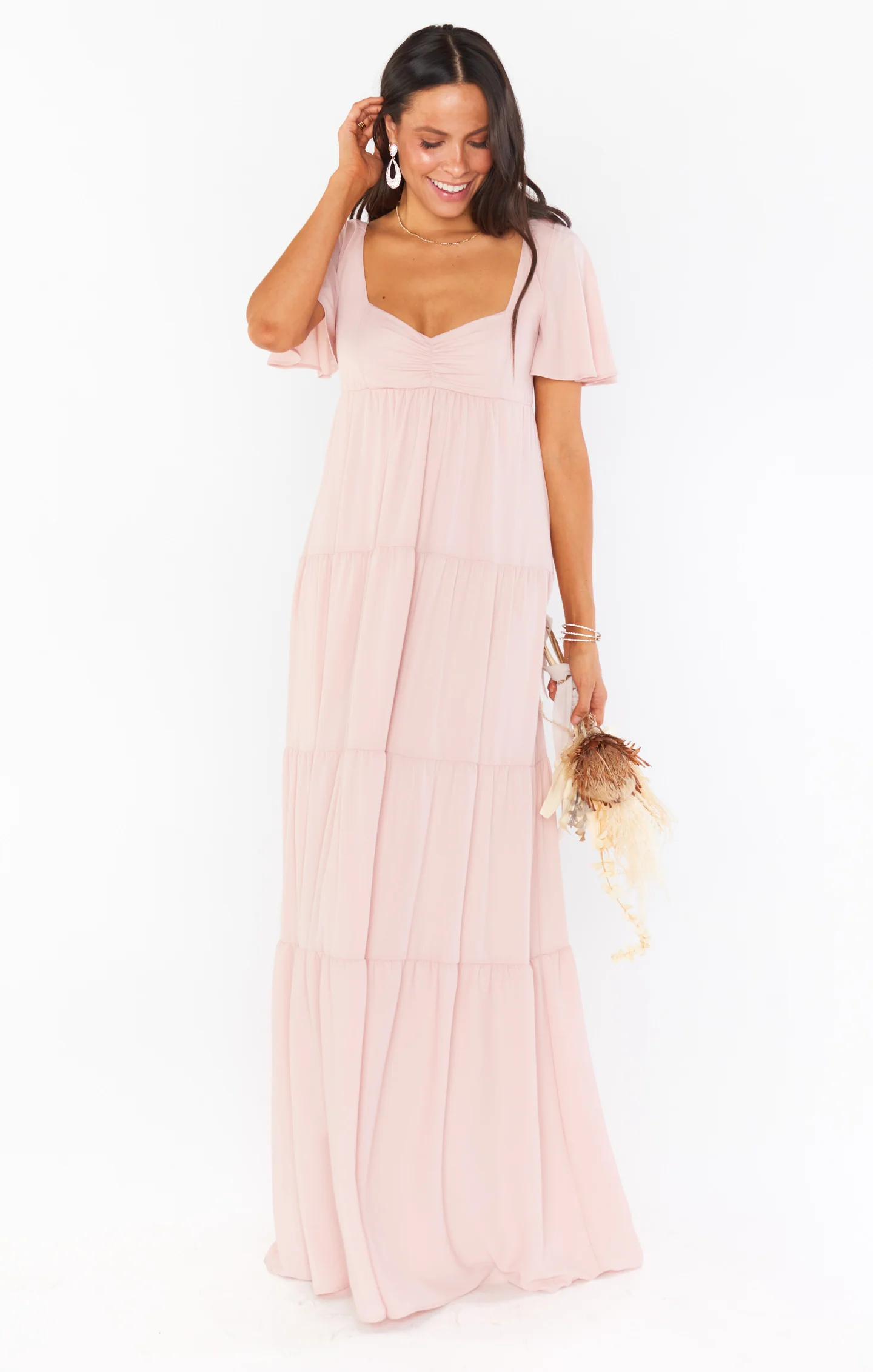 Nicole Maxi Dress ~ Dusty Blush Crisp - Image 13