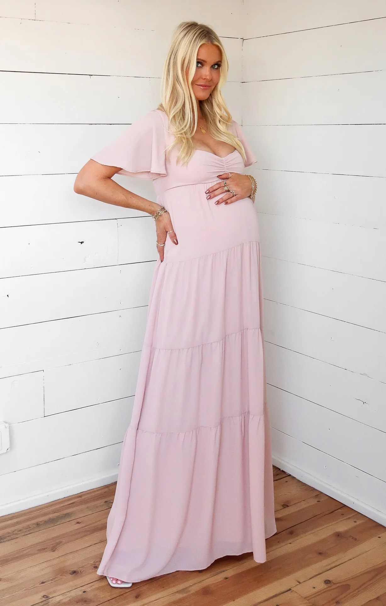 Nicole Maxi Dress ~ Dusty Blush Crisp - Image 14