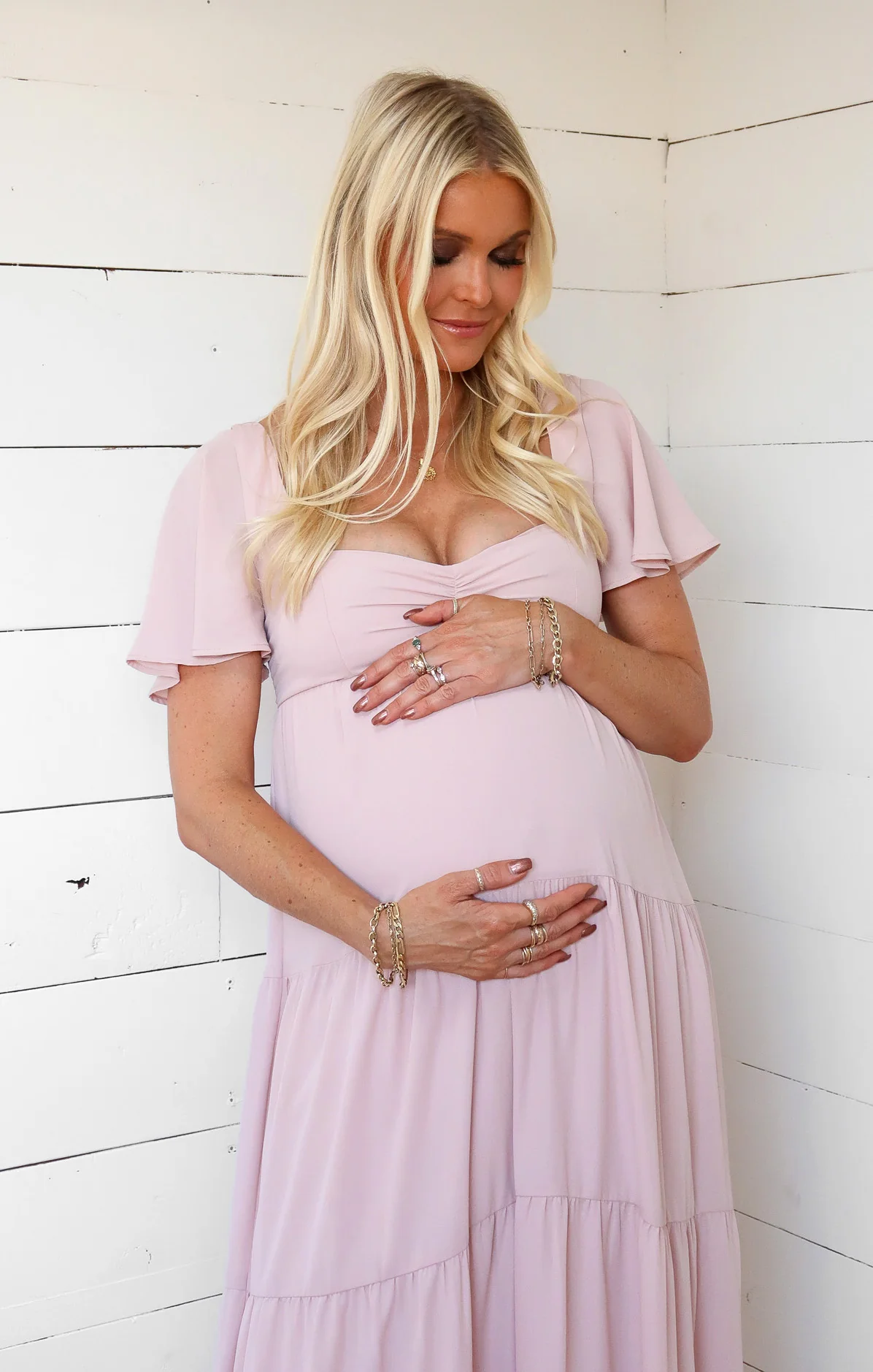 Nicole Maxi Dress ~ Dusty Blush Crisp - Image 15
