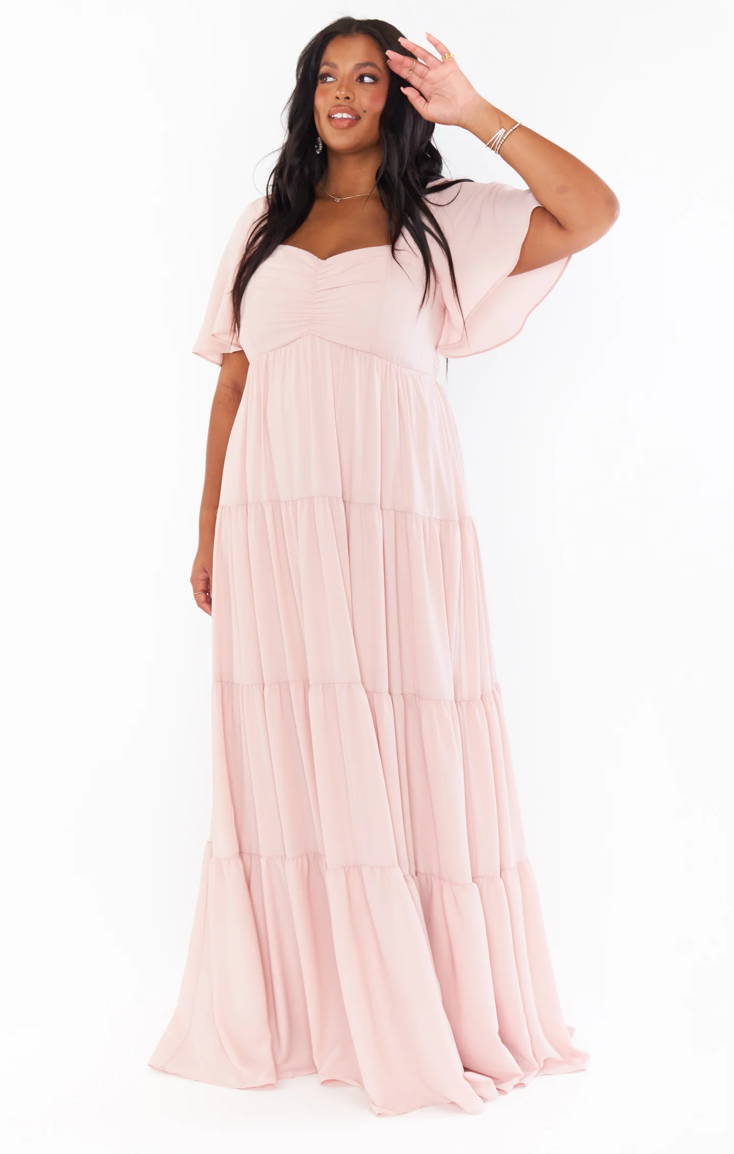 Nicole Maxi Dress ~ Dusty Blush Crisp - Image 2