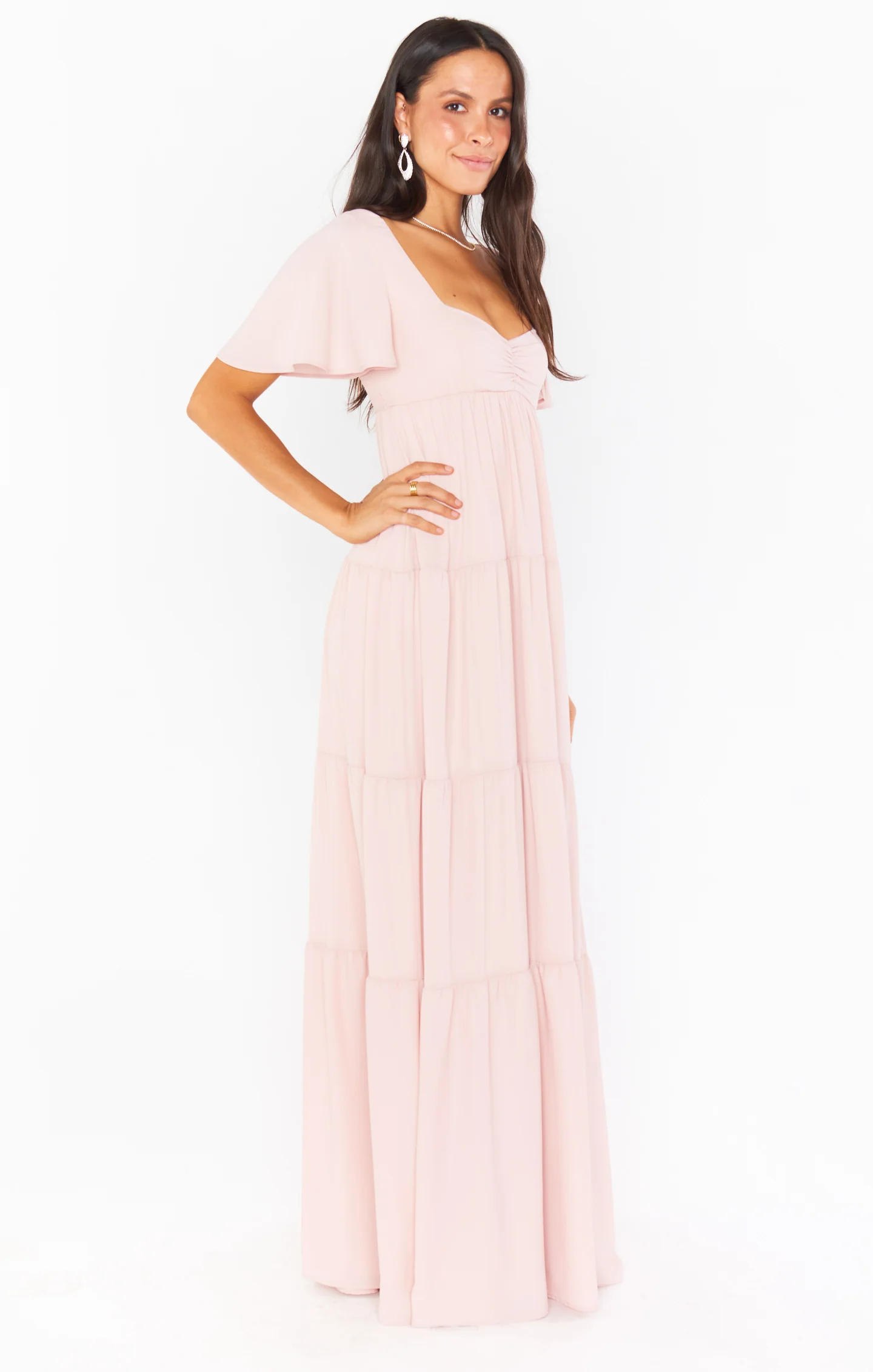 Nicole Maxi Dress ~ Dusty Blush Crisp - Image 3