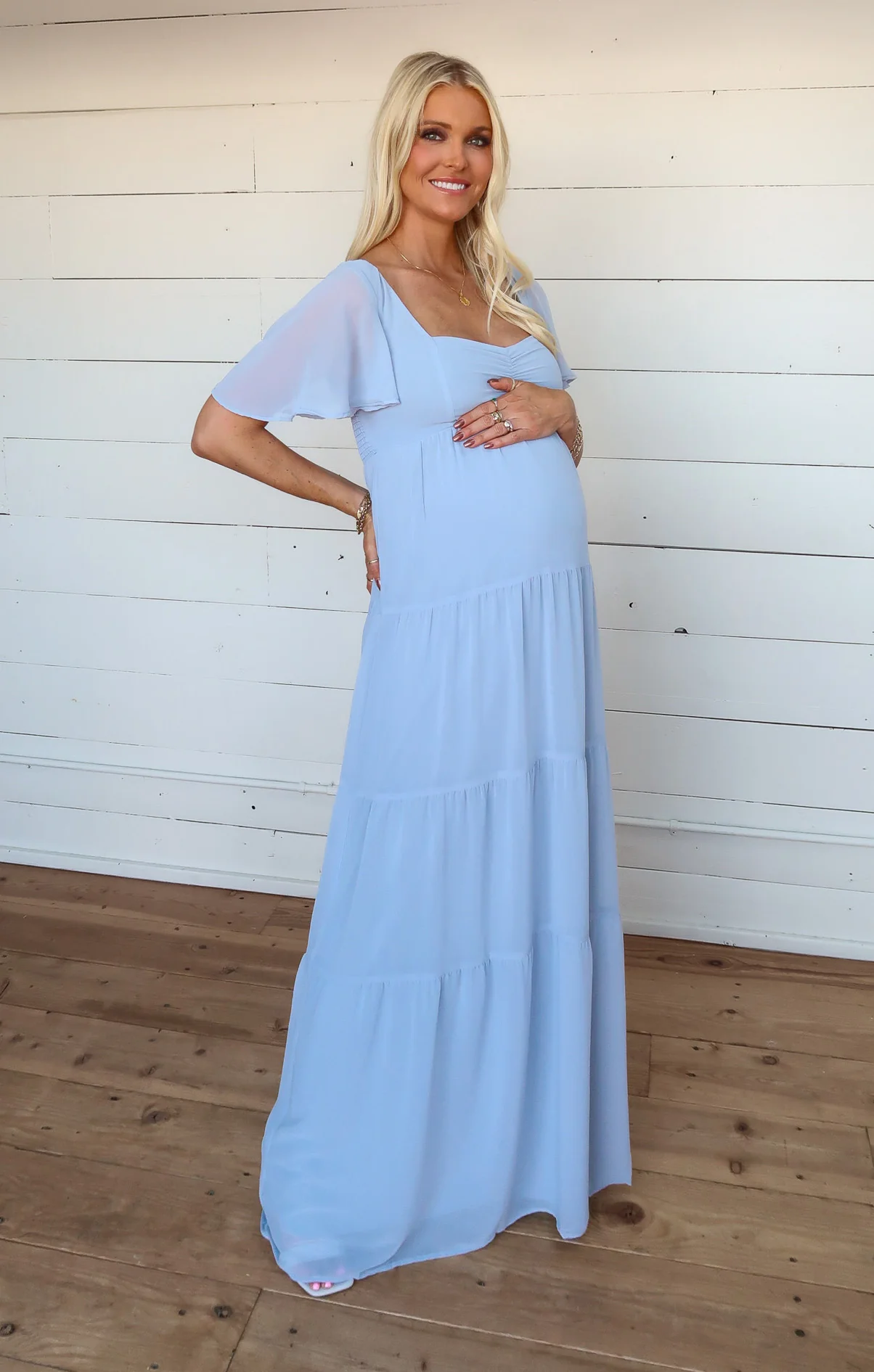 Nicole Maxi Dress ~ Steel Blue Chiffon - Image 12