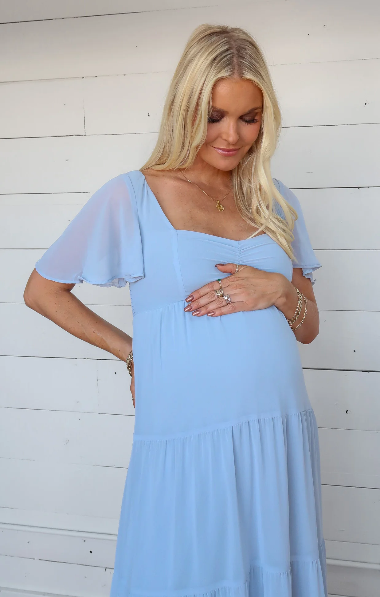 Nicole Maxi Dress ~ Steel Blue Chiffon - Image 13