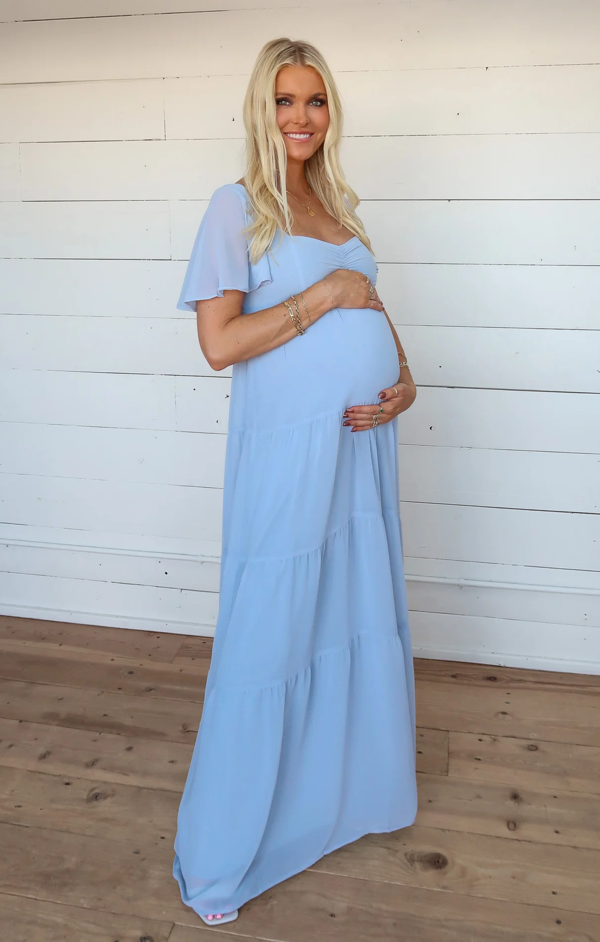 Nicole Maxi Dress ~ Steel Blue Chiffon - Image 14