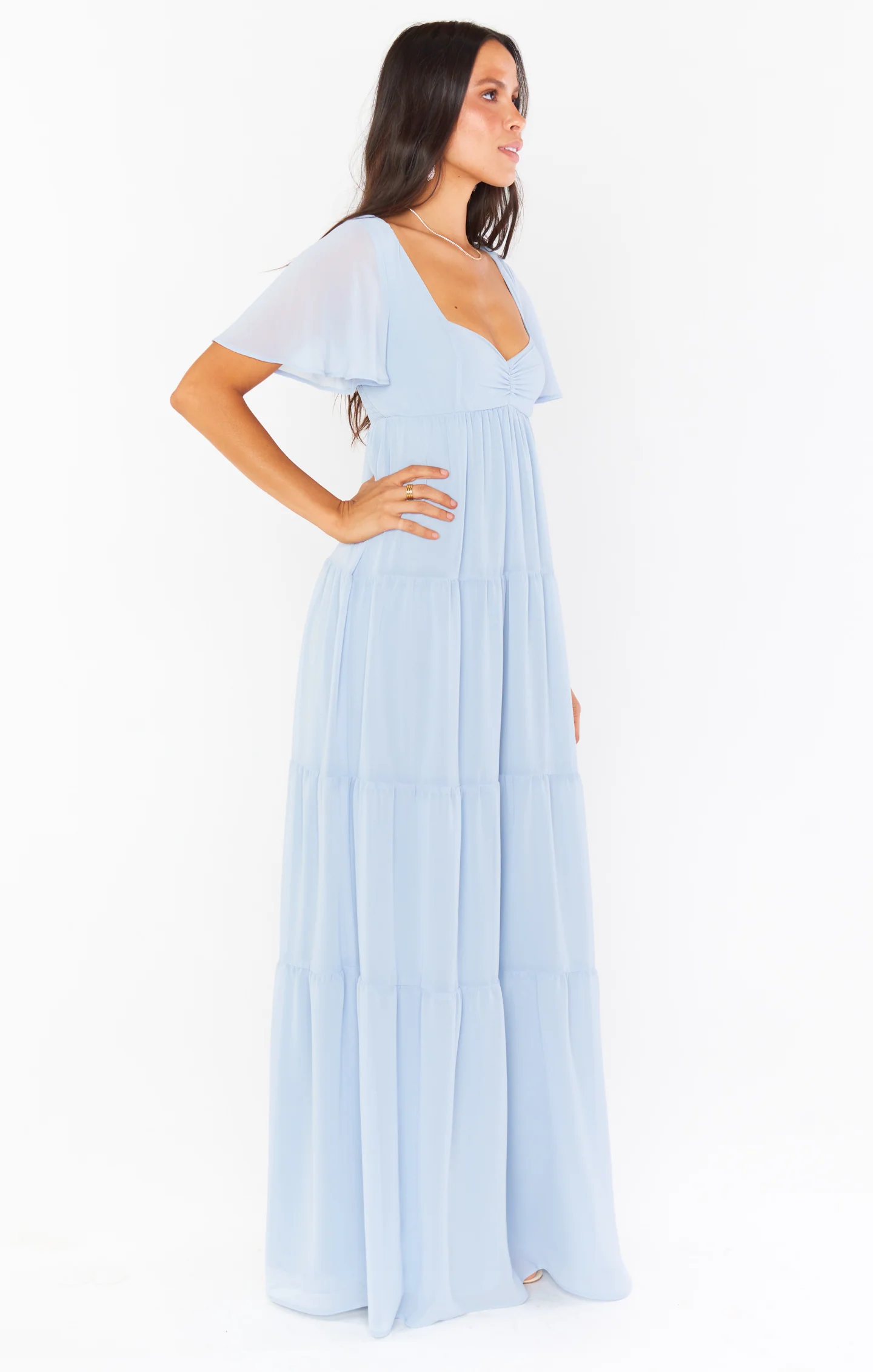 Nicole Maxi Dress ~ Steel Blue Chiffon - Image 3