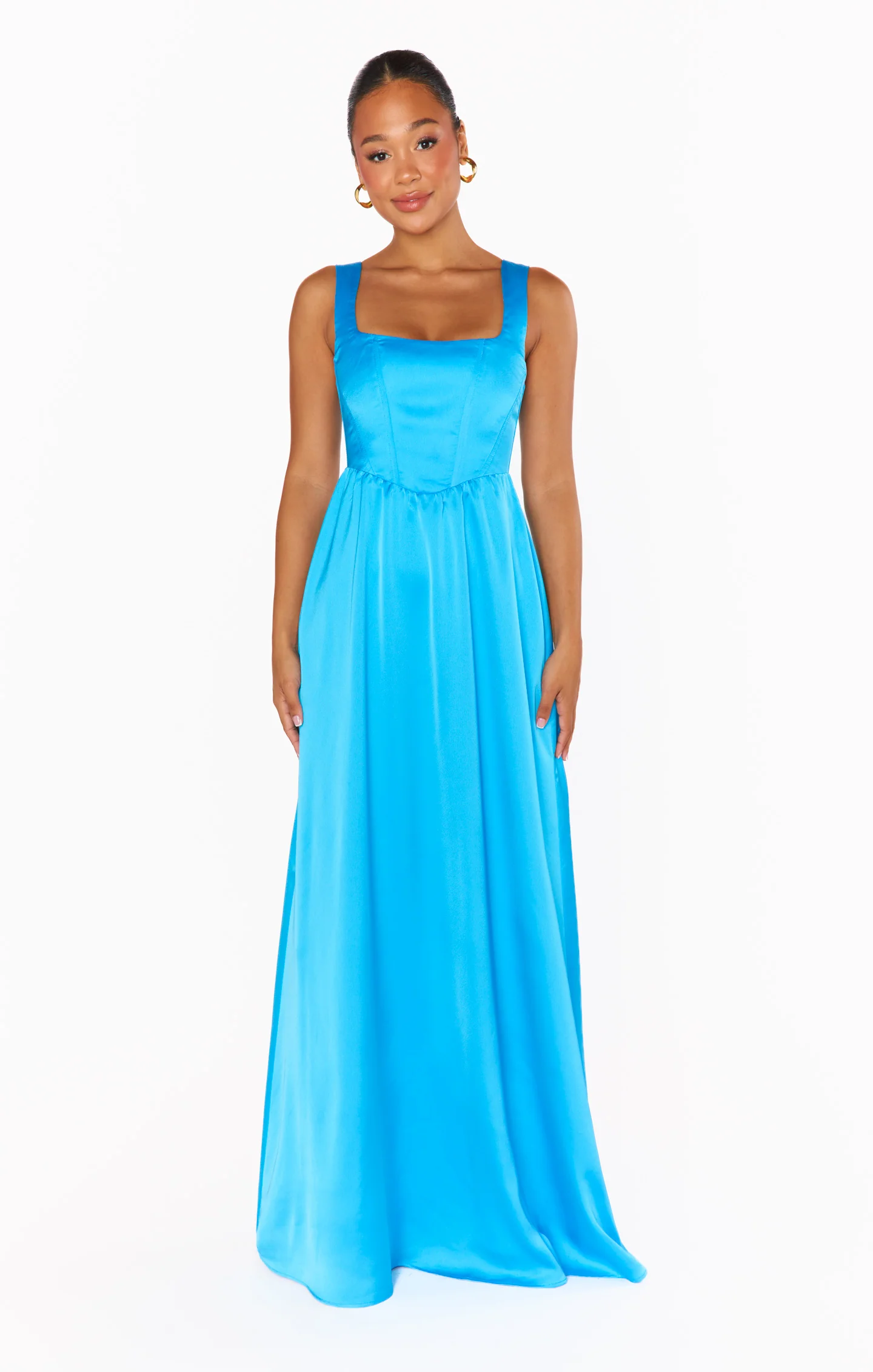 Nina Maxi Dress ~ Azure Blue Luxe Satin - Image 4