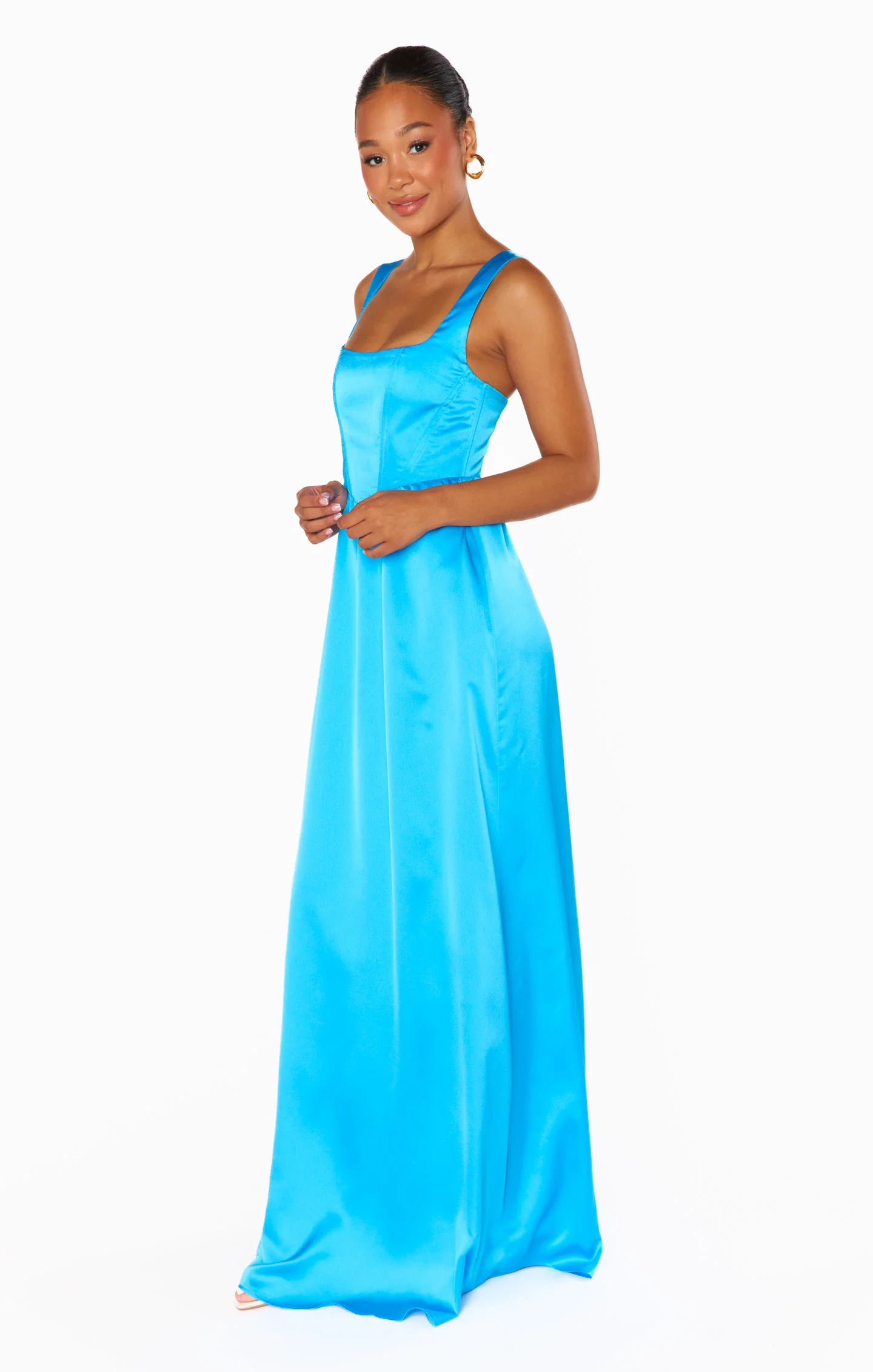 Nina Maxi Dress ~ Azure Blue Luxe Satin - Image 6