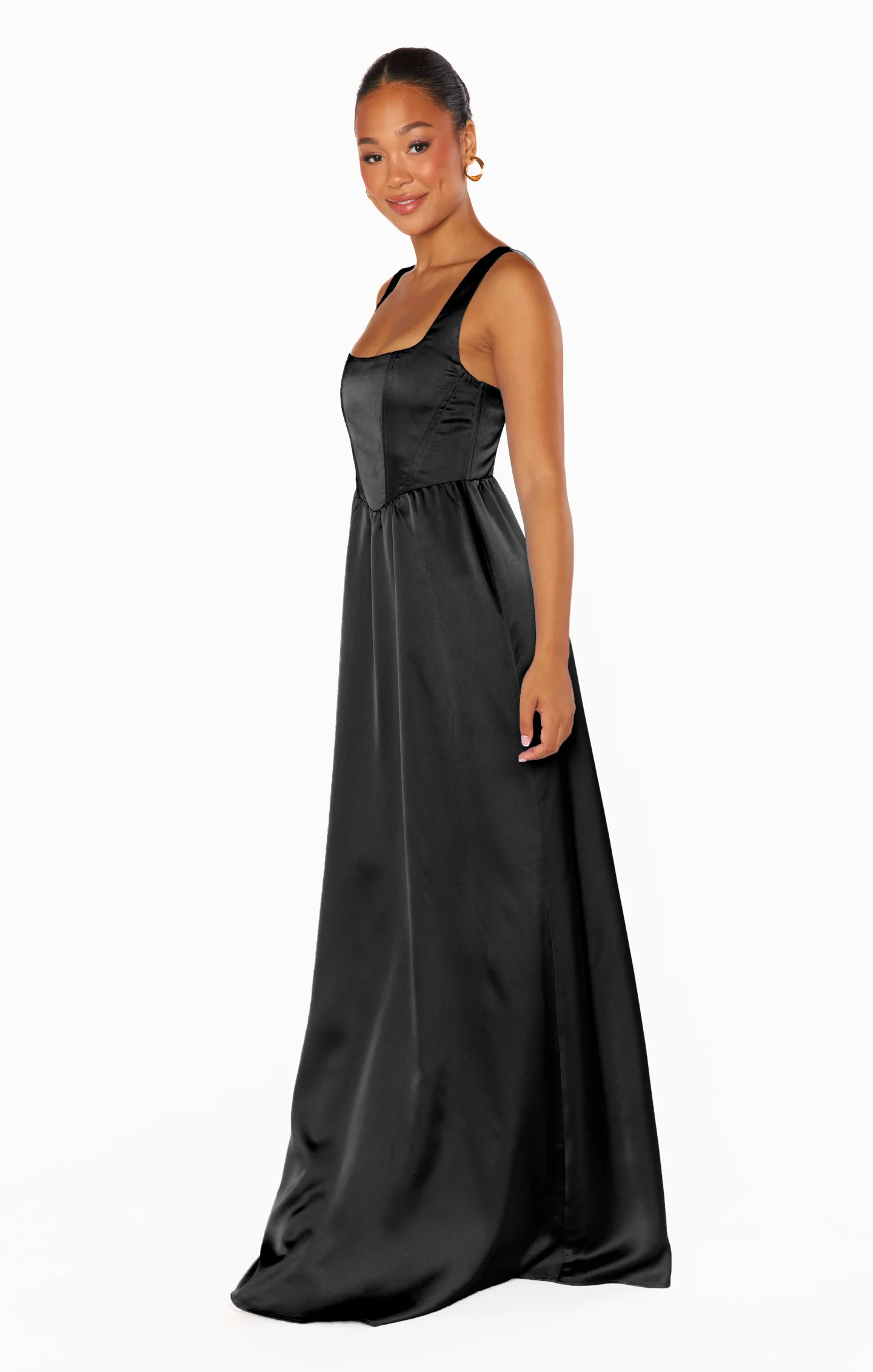 Nina Maxi Dress ~ Black Luxe Satin - Image 4