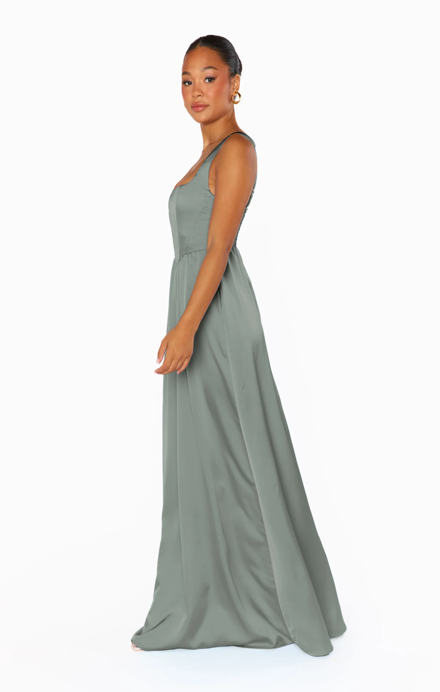 Nina Maxi Dress ~ Deep Sage Luxe Satin - Image 4