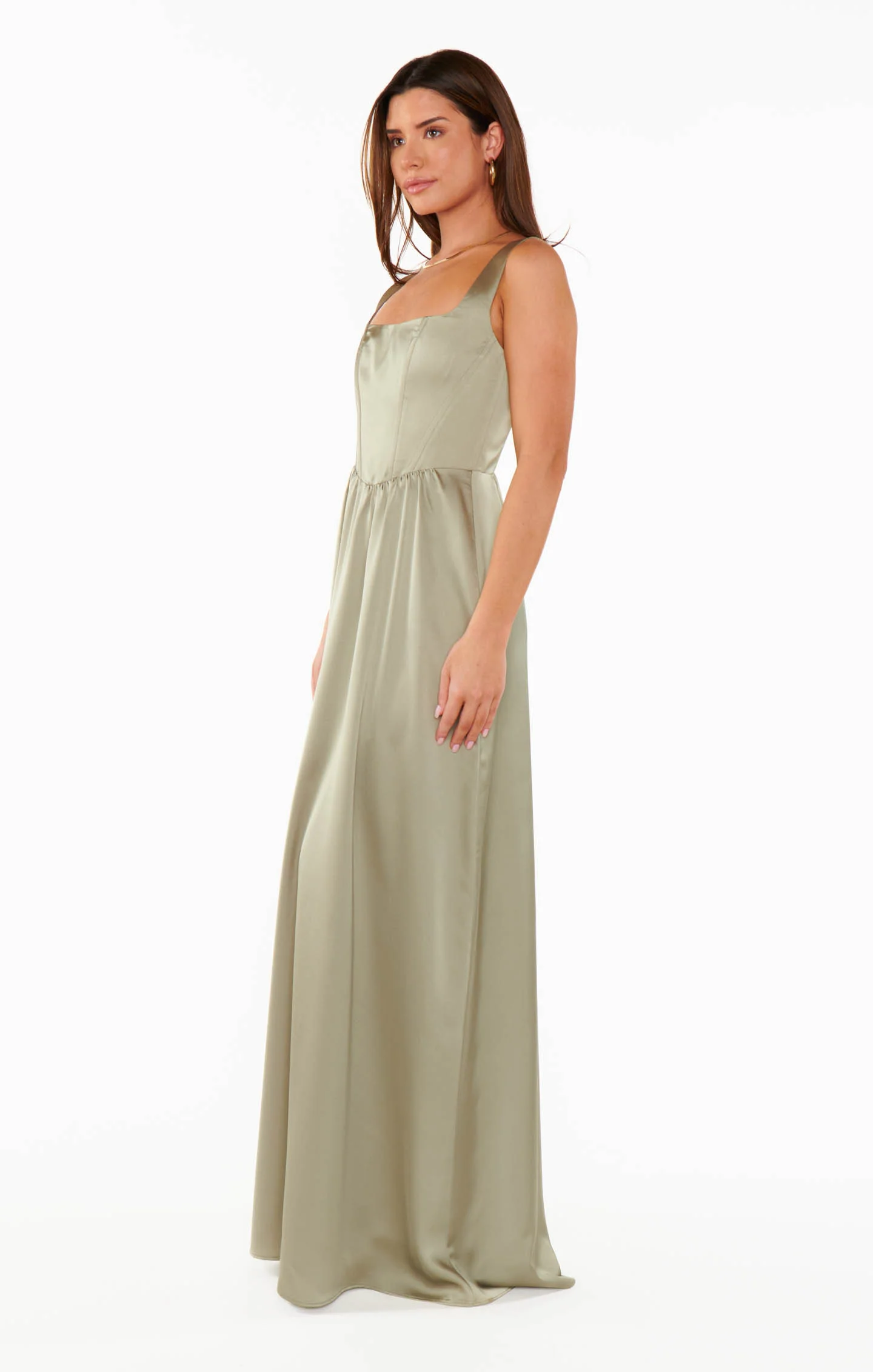 Nina Maxi Dress ~ Moss Green Luxe Satin - Image 6