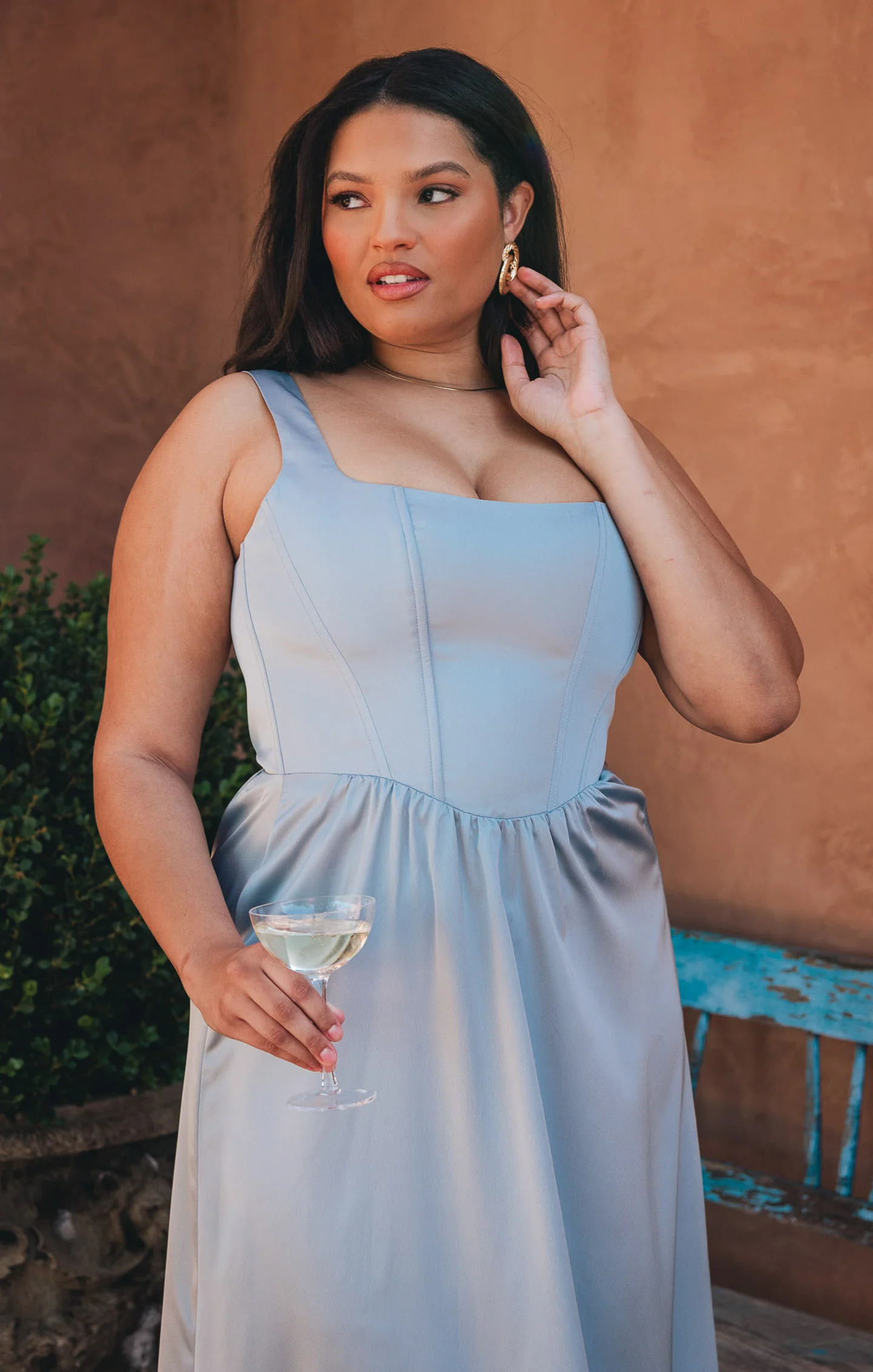 Nina Maxi Dress ~ Steel Blue Luxe Satin - Image 4