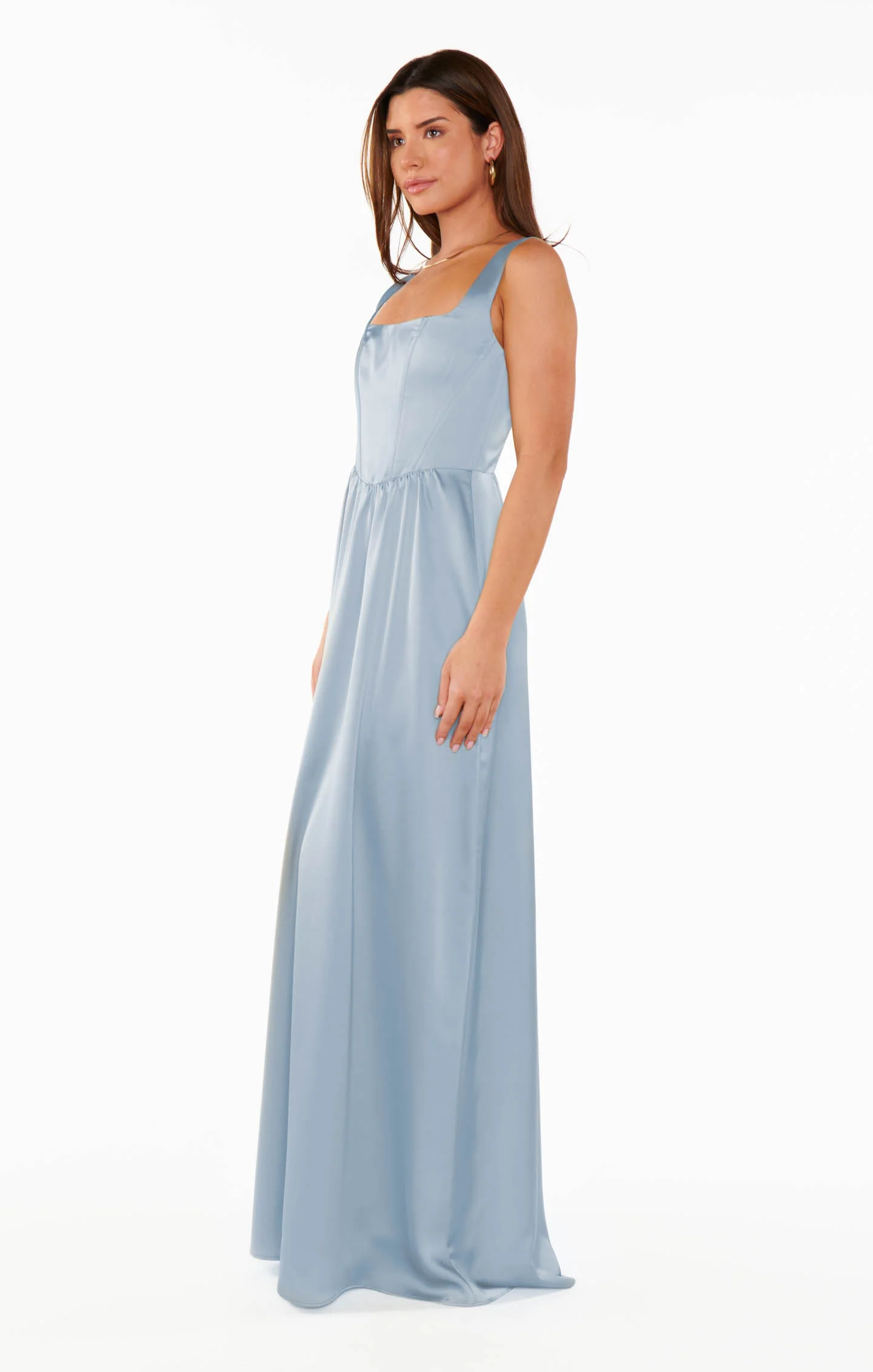 Nina Maxi Dress ~ Steel Blue Luxe Satin - Image 5
