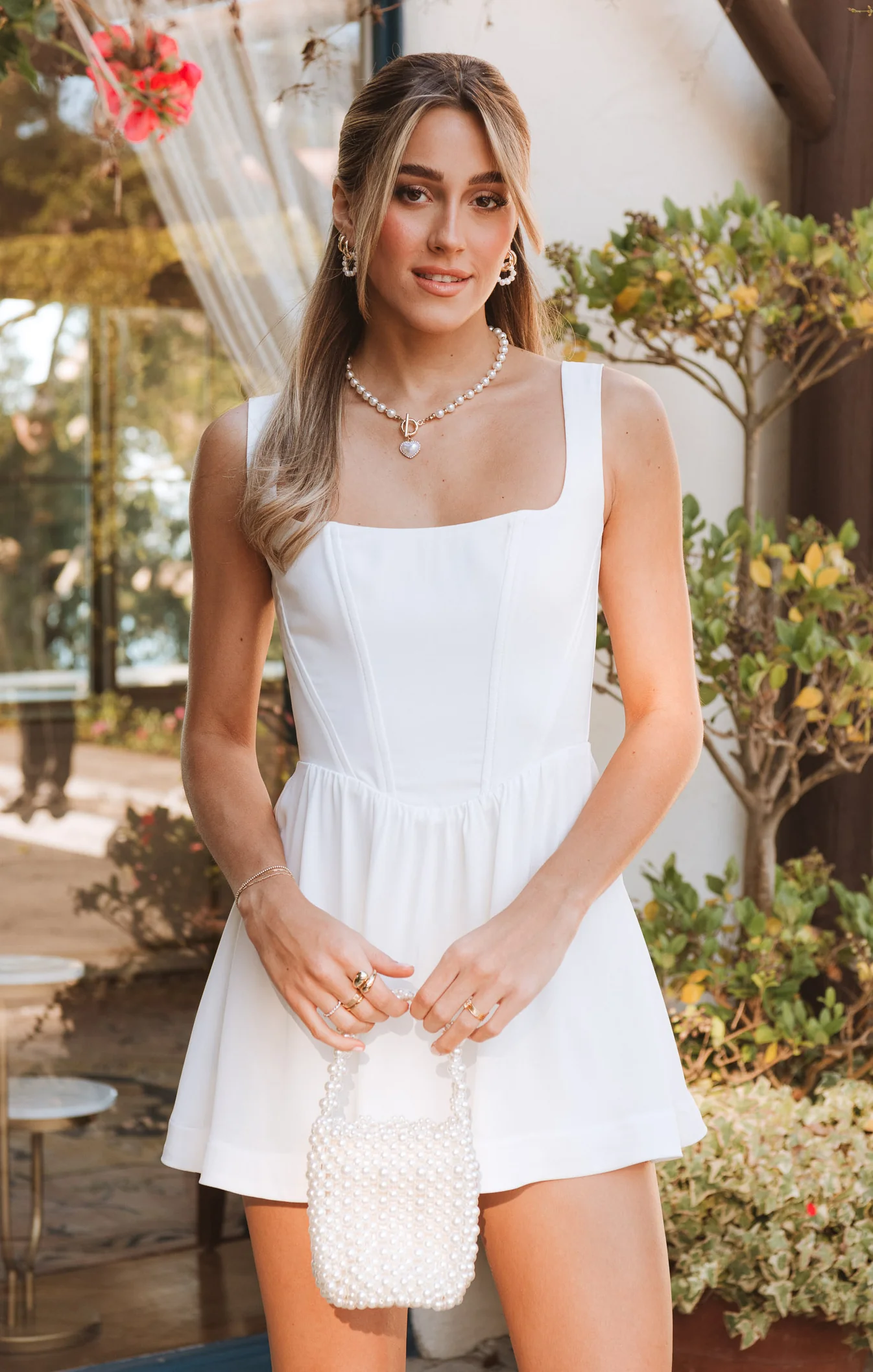 Nina Skort Dress ~ White Silky Crepe - Image 3