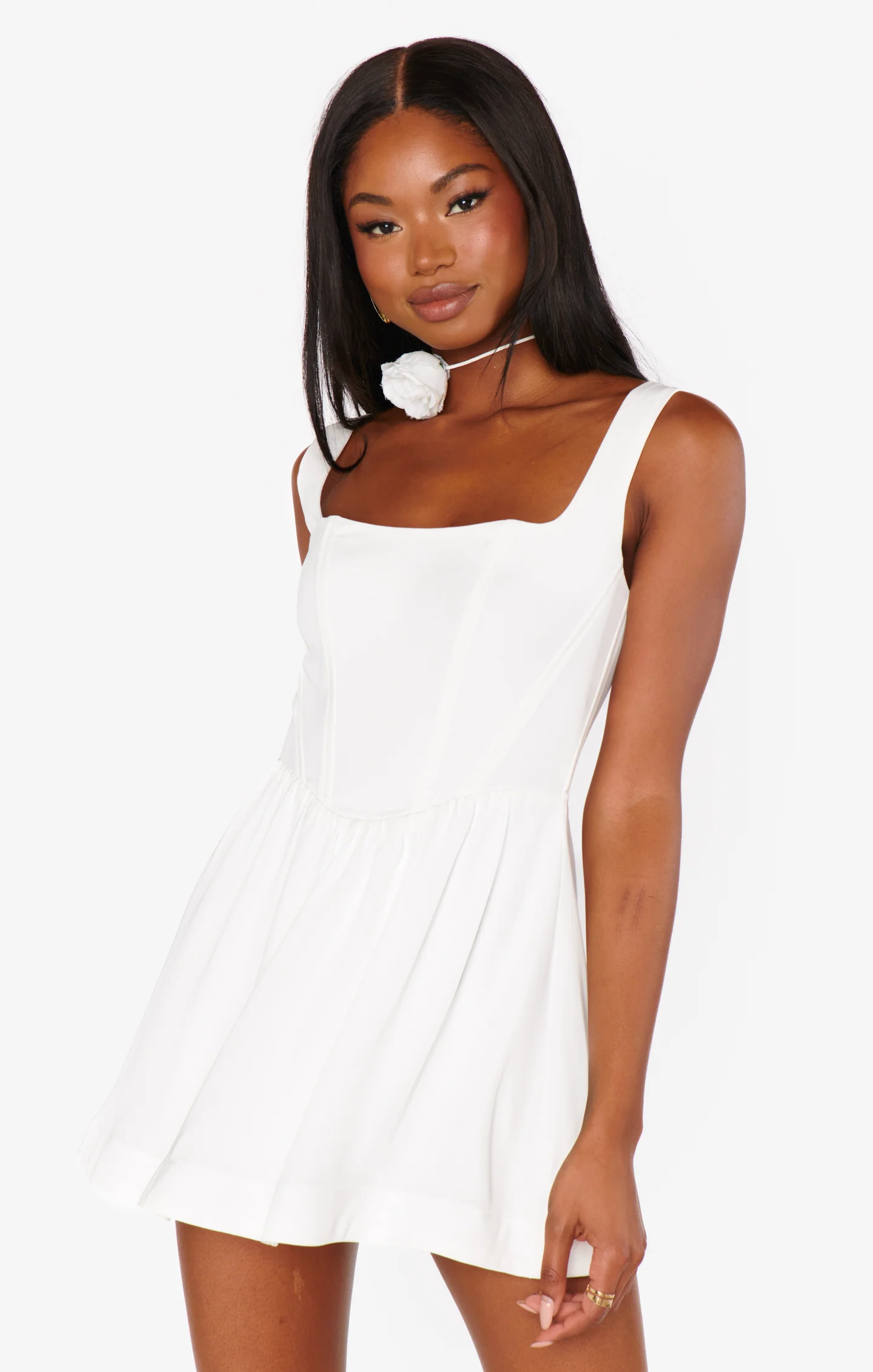 Nina Skort Dress ~ White Silky Crepe - Image 5