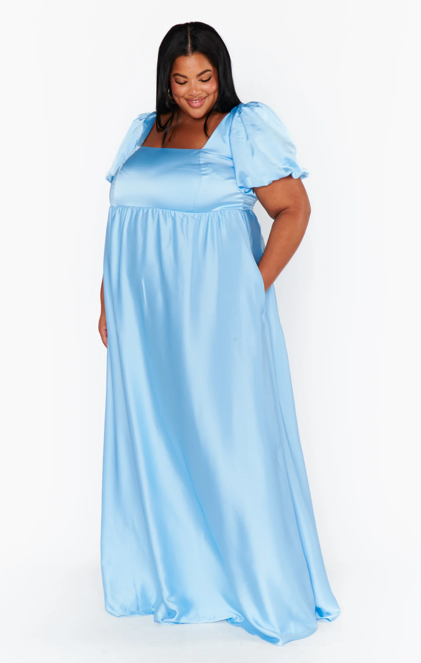 Nora Maxi Dress ~ Baby Blue Luxe Satin - Image 11