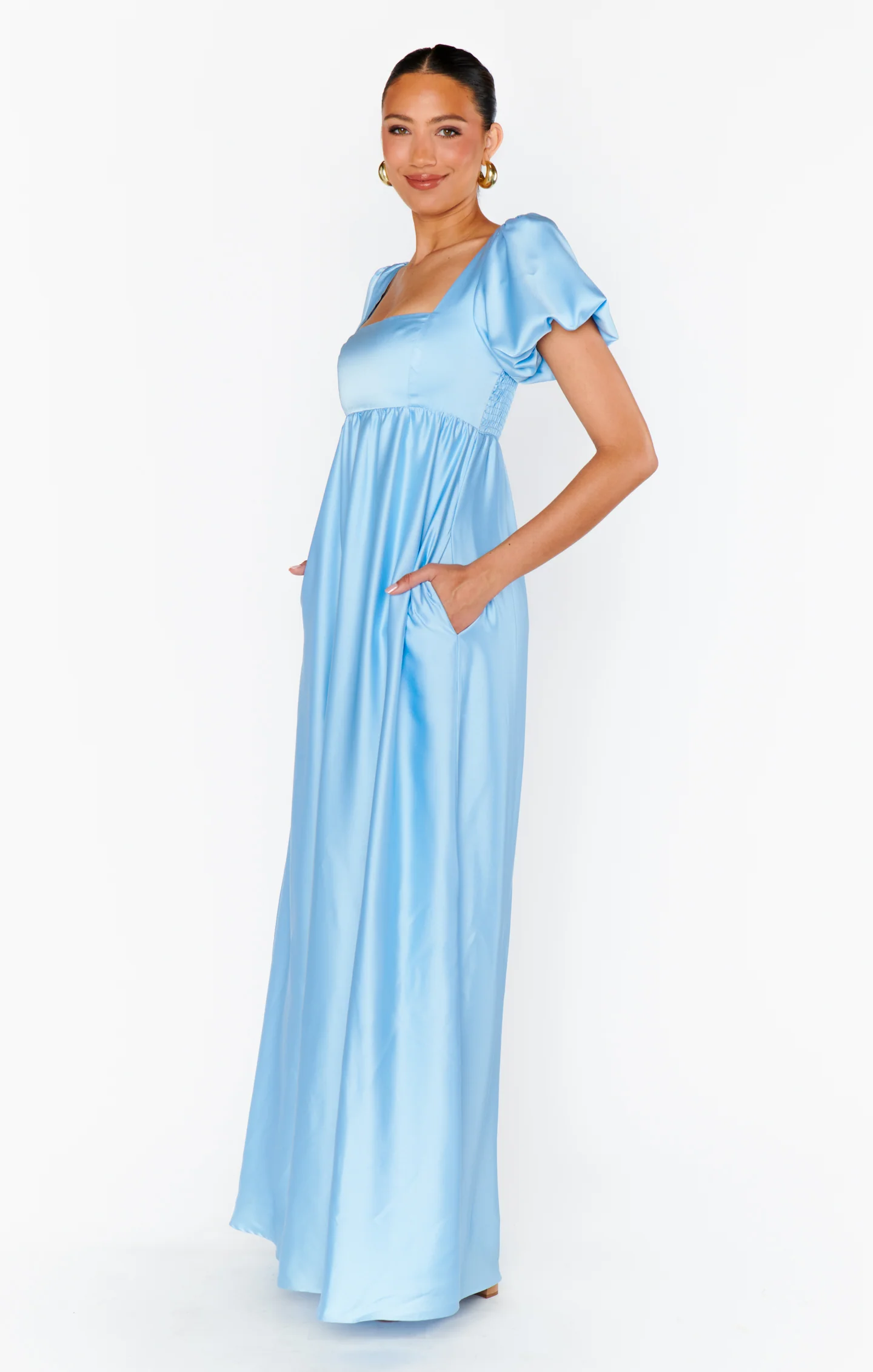 Nora Maxi Dress ~ Baby Blue Luxe Satin - Image 5