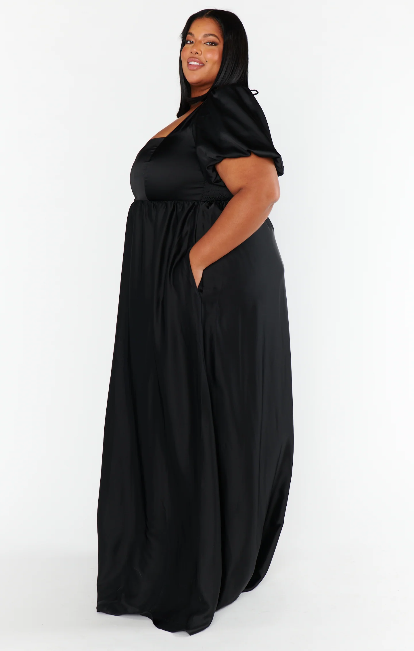 Nora Maxi Dress ~ Black Luxe Satin - Image 13