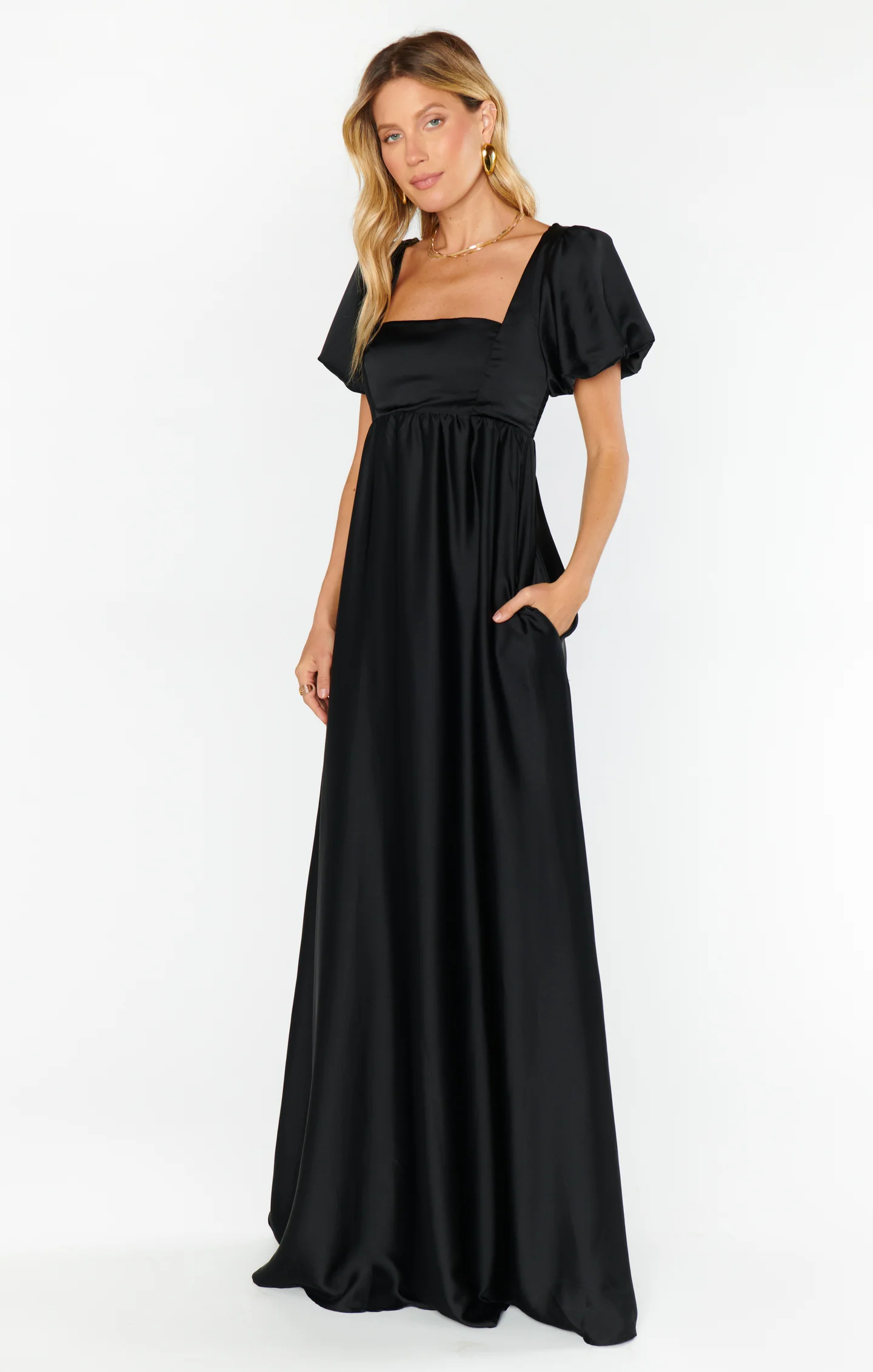Nora Maxi Dress ~ Black Luxe Satin - Image 6
