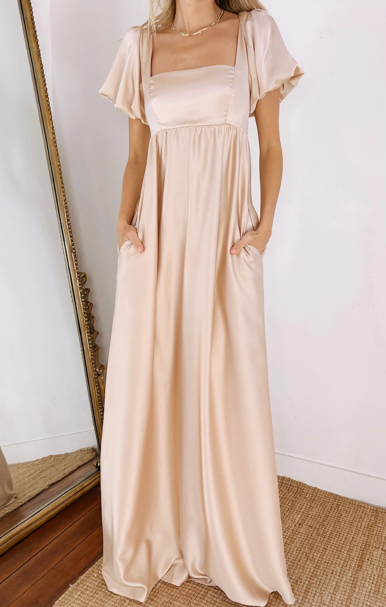 Nora Maxi Dress ~ Champagne Luxe Satin - Image 3