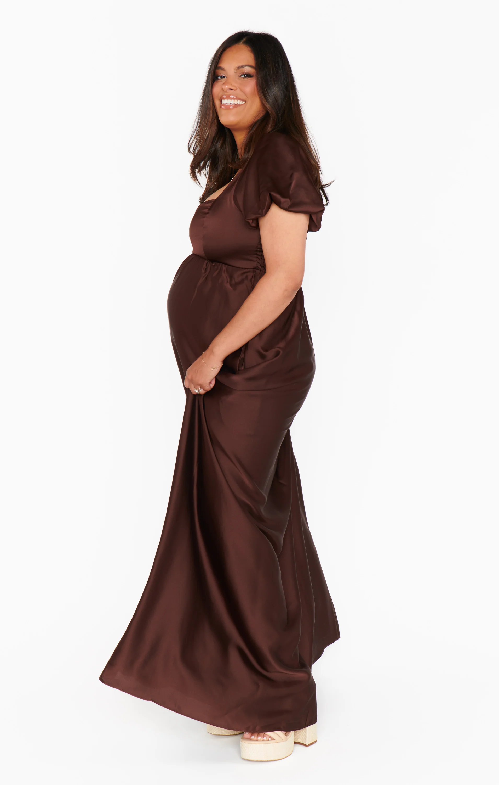 Nora Maxi Dress ~ Chocolate Luxe Satin - Image 11