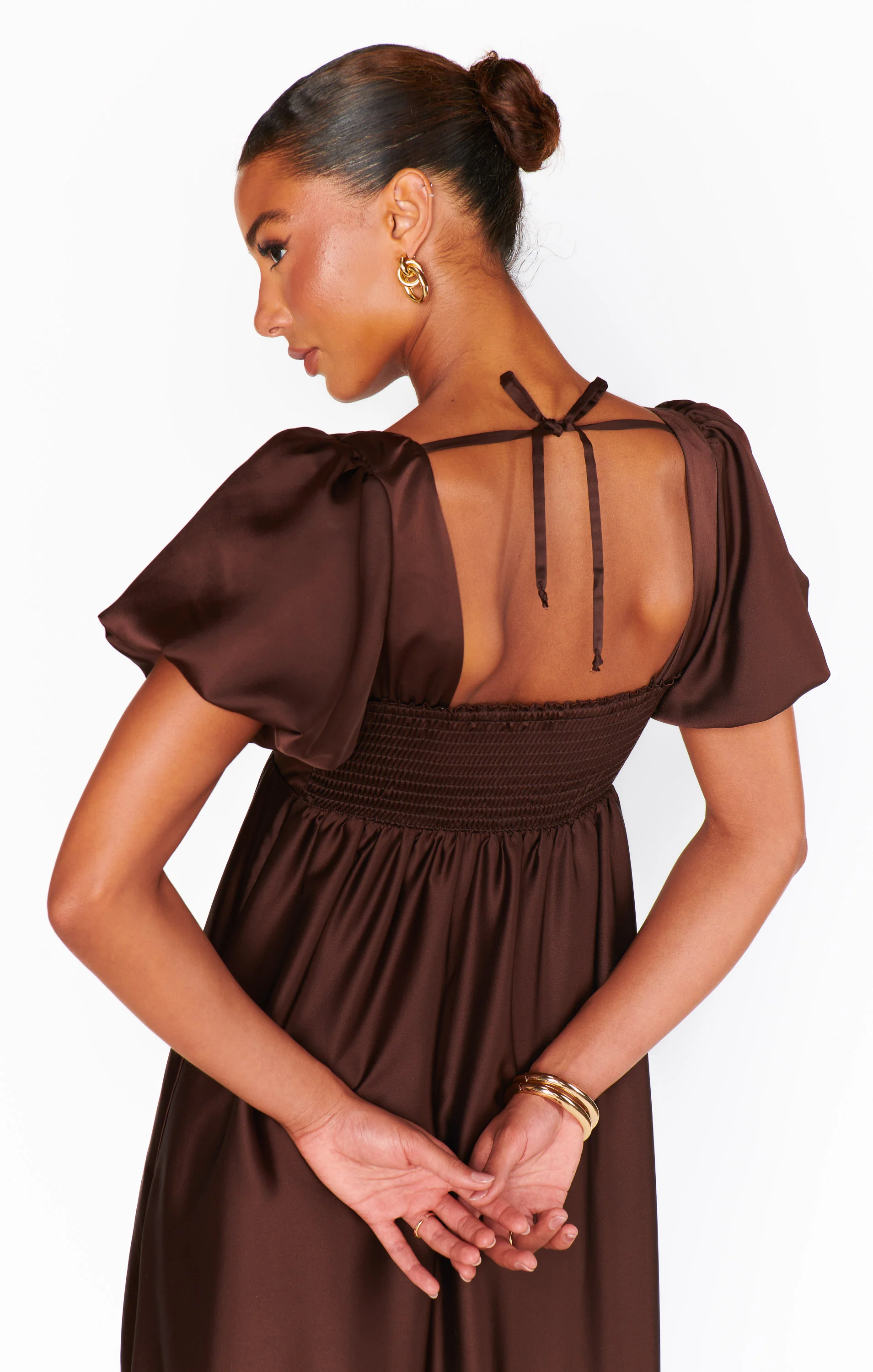 Nora Maxi Dress ~ Chocolate Luxe Satin - Image 2
