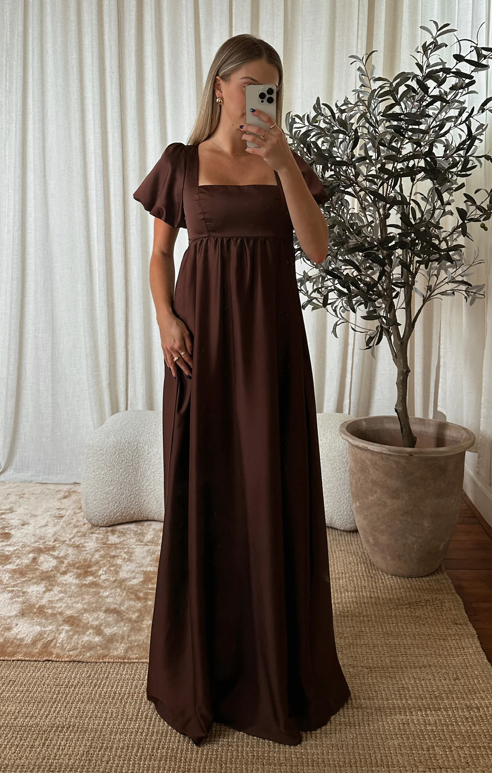 Nora Maxi Dress ~ Chocolate Luxe Satin - Image 4