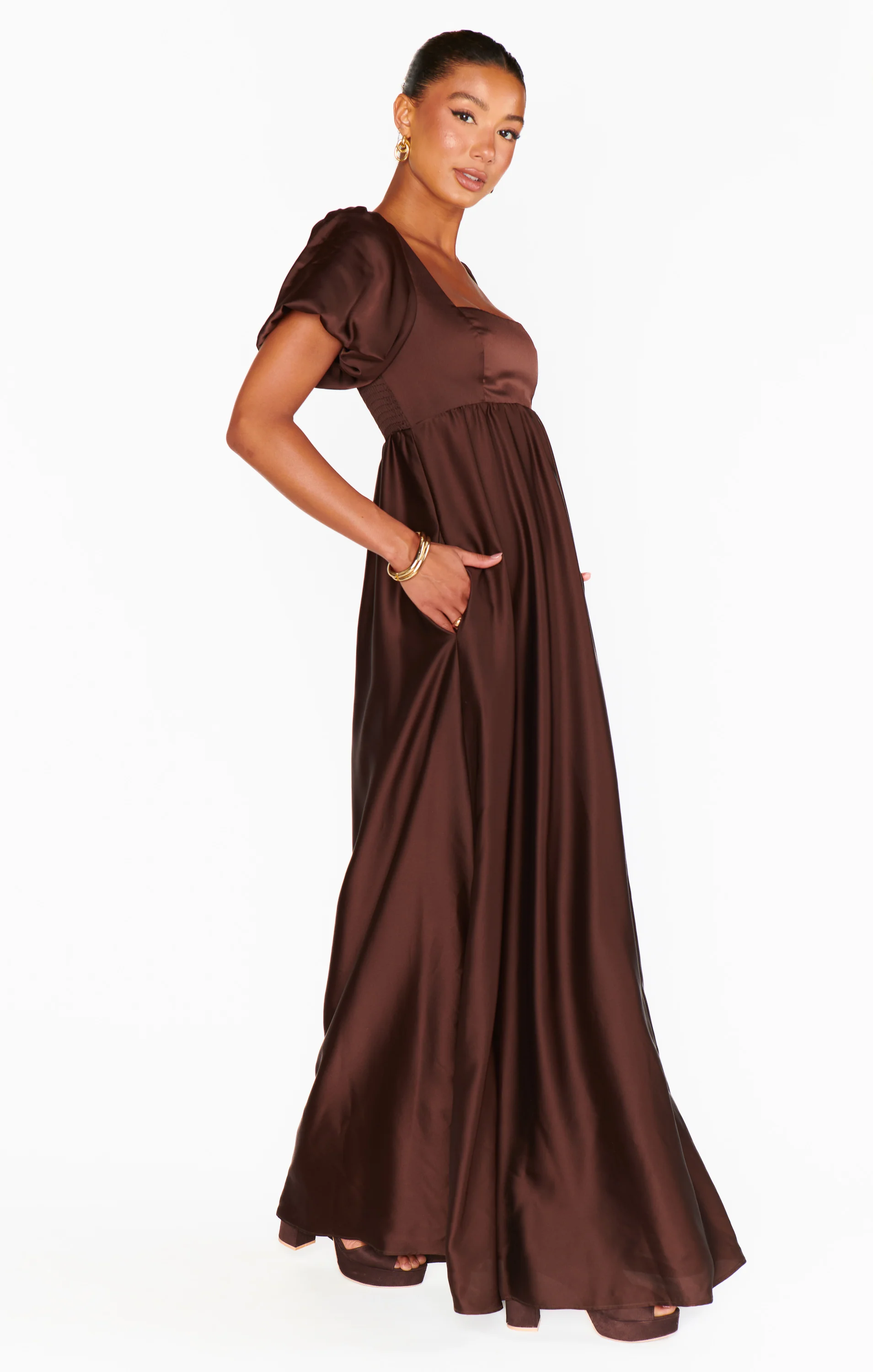 Nora Maxi Dress ~ Chocolate Luxe Satin - Image 6