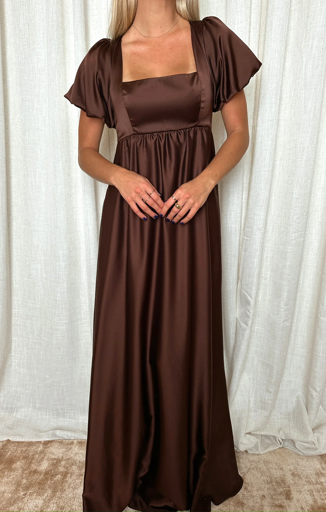 Nora Maxi Dress ~ Chocolate Luxe Satin - Image 7