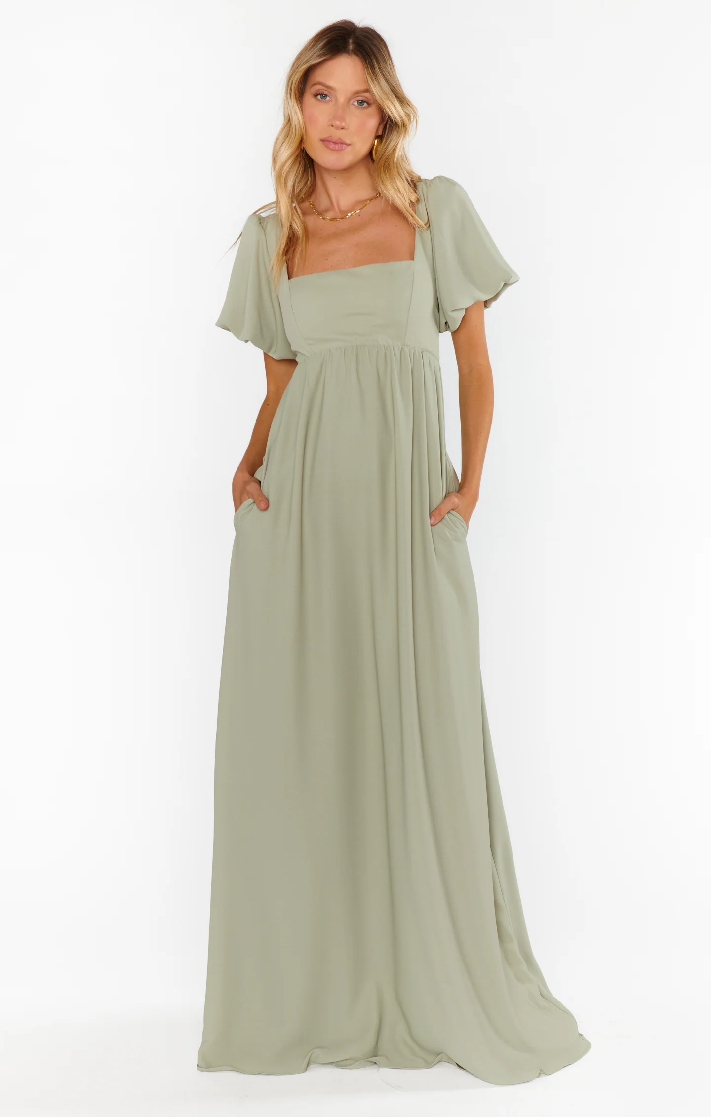 Nora Maxi Dress ~ Moss Green Crisp - Image 14