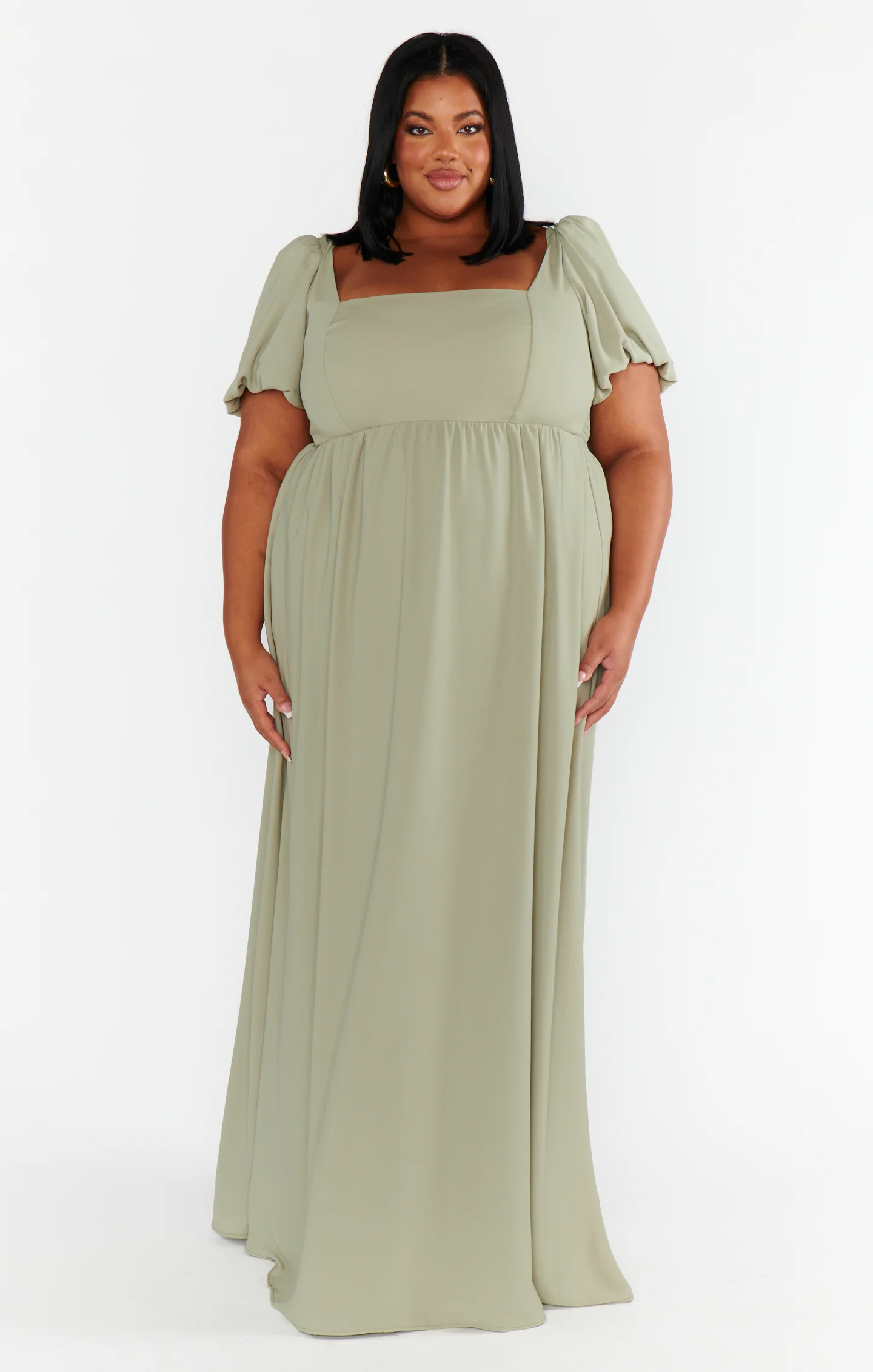 Nora Maxi Dress ~ Moss Green Crisp - Image 4