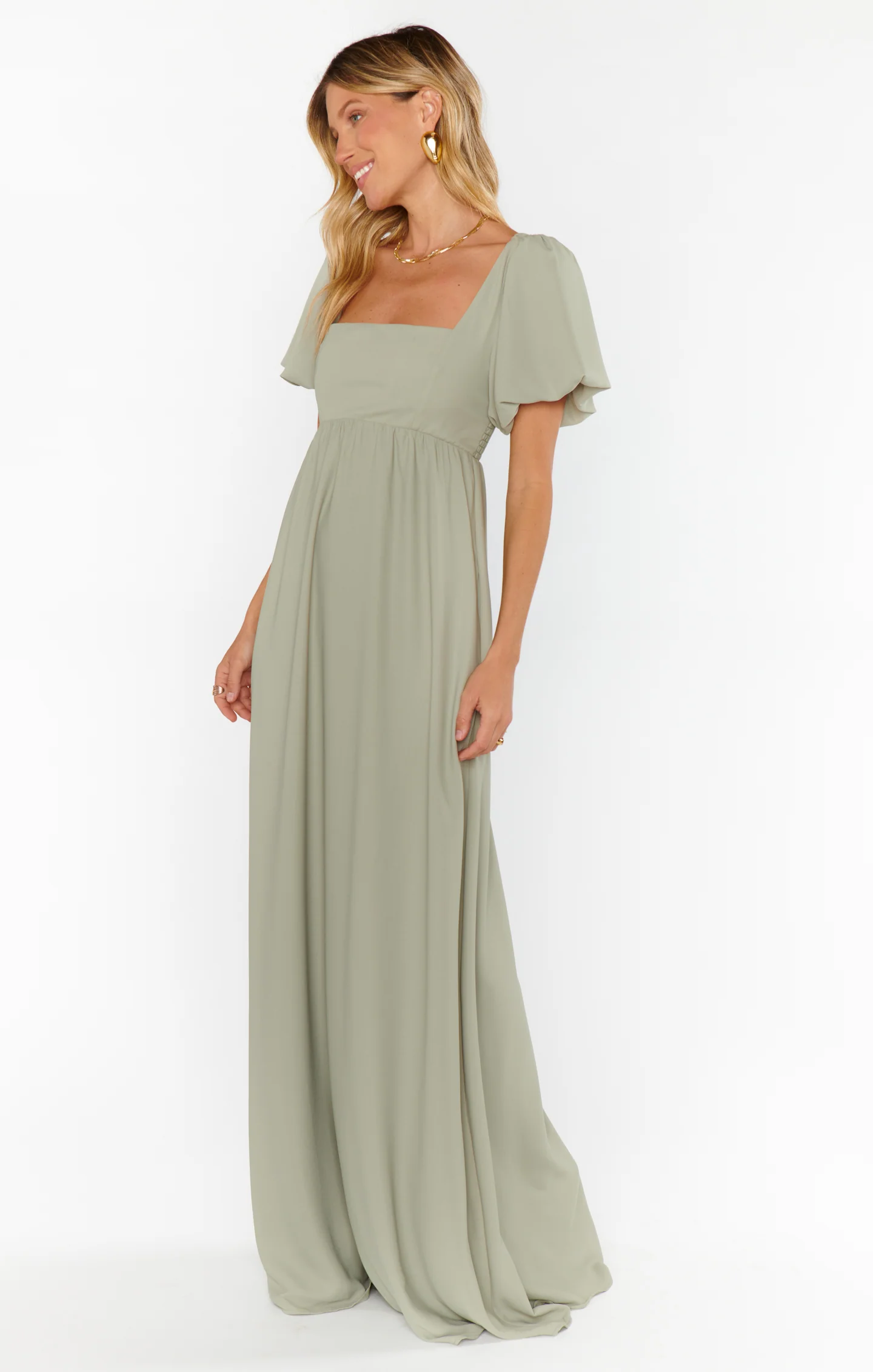 Nora Maxi Dress ~ Moss Green Crisp - Image 6