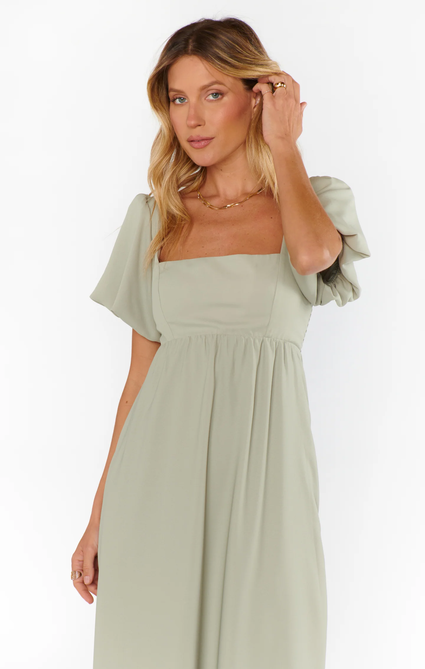 Nora Maxi Dress ~ Moss Green Crisp - Image 8