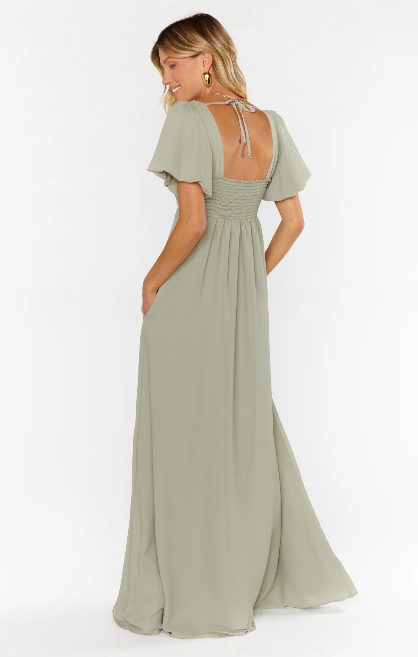 Nora Maxi Dress ~ Moss Green Crisp - Image 9