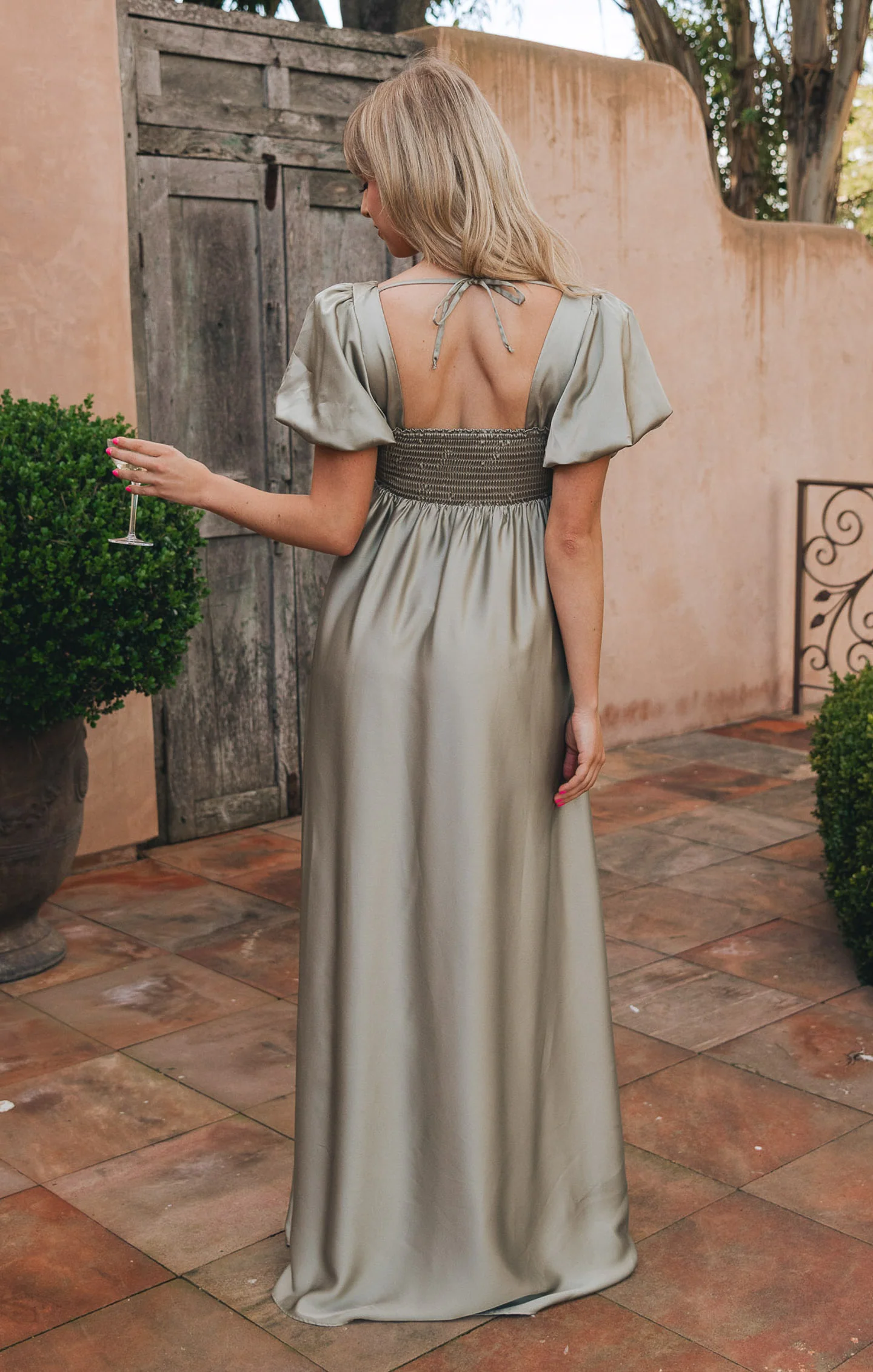 Nora Maxi Dress ~ Moss Green Luxe Satin - Image 2